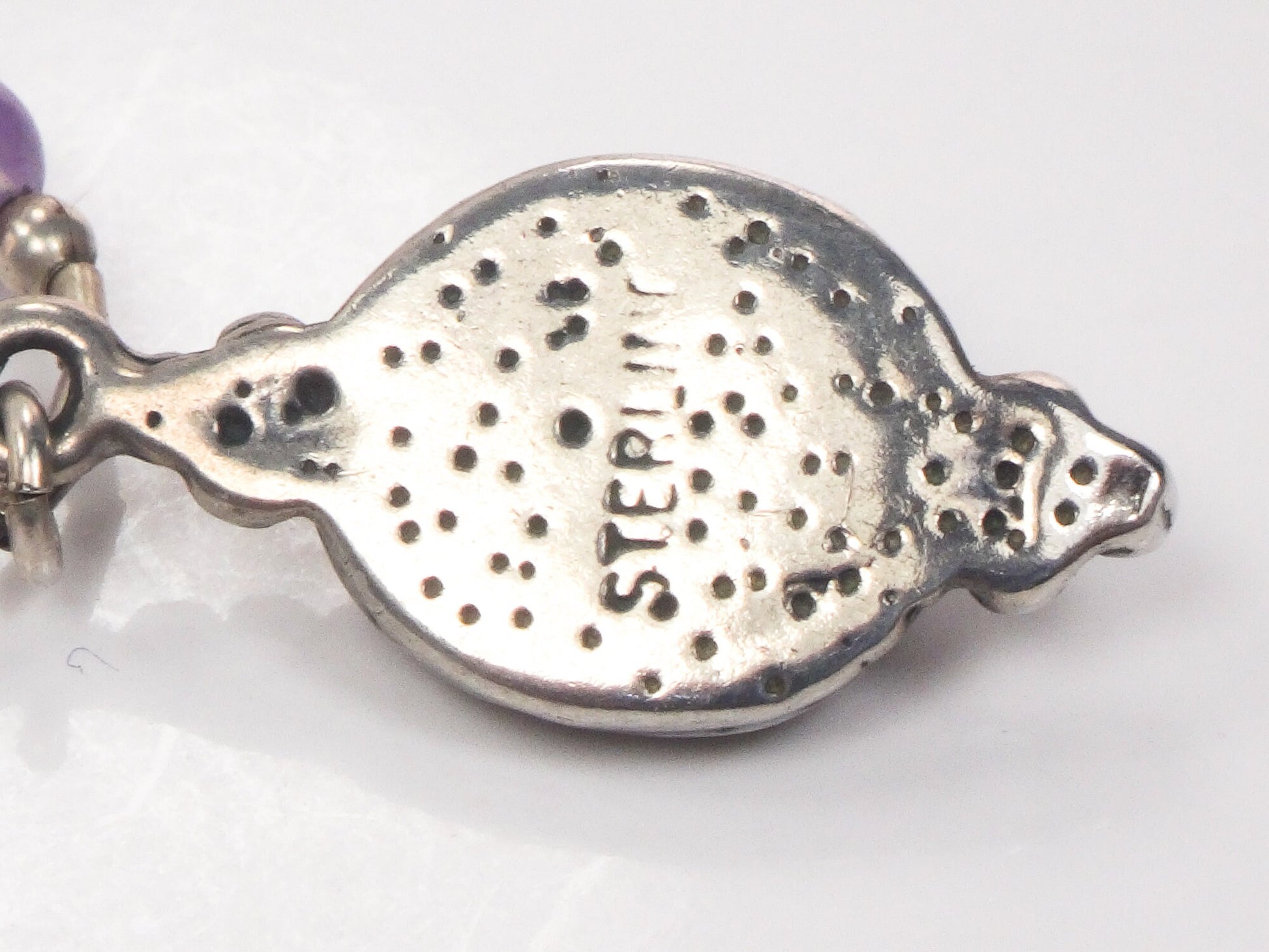 Vintage Sterling Silver Purple Amethyst Drop Necklace 18"