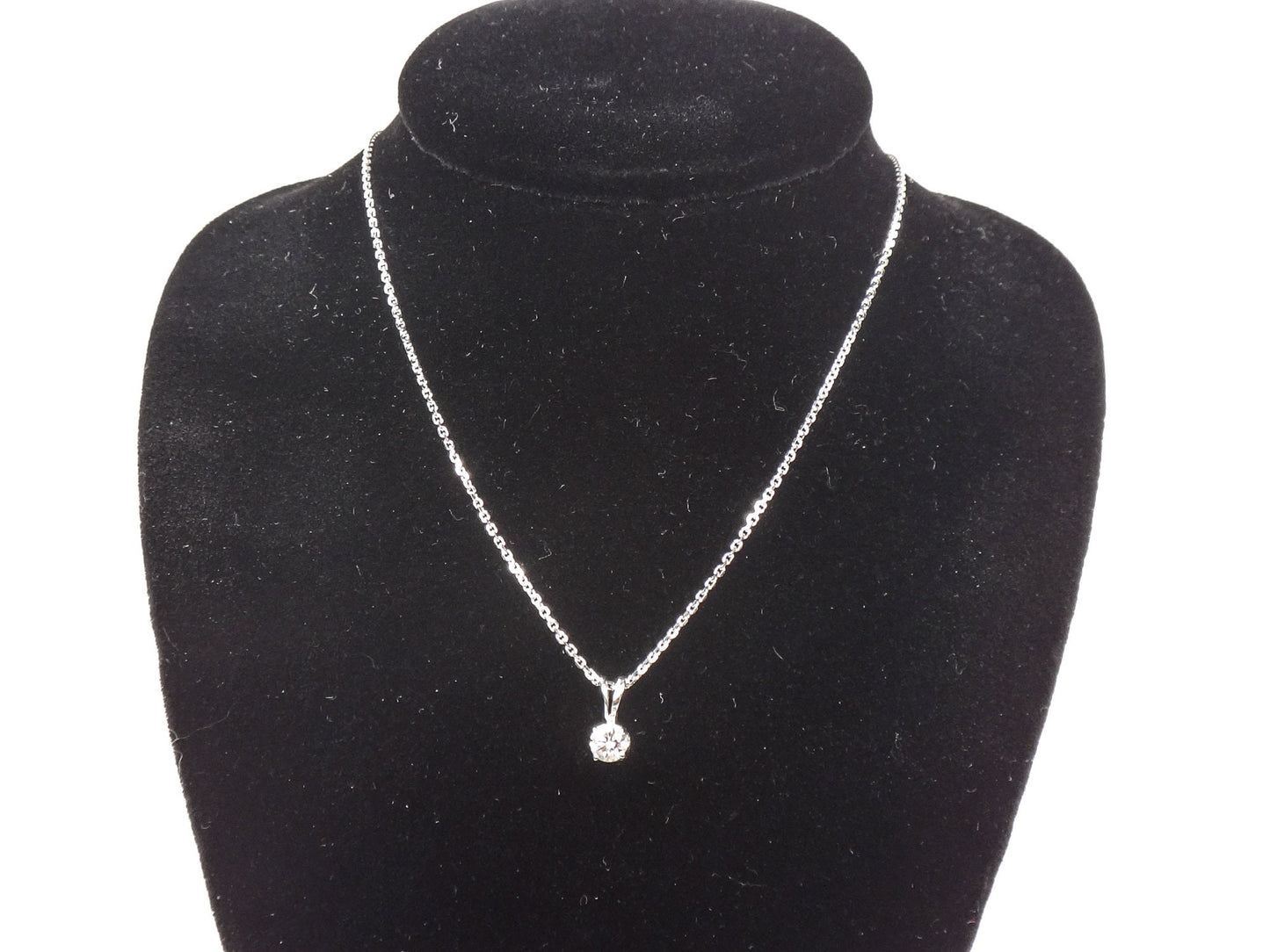 Vintage 14k White Gold Diamond Pendant Necklace: Minimalist .17 Carat
