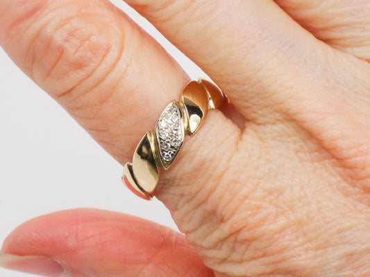 Vintage 14k Yellow Gold Natural Diamond Wedding Ring Unisex Size 9 Wedding Band