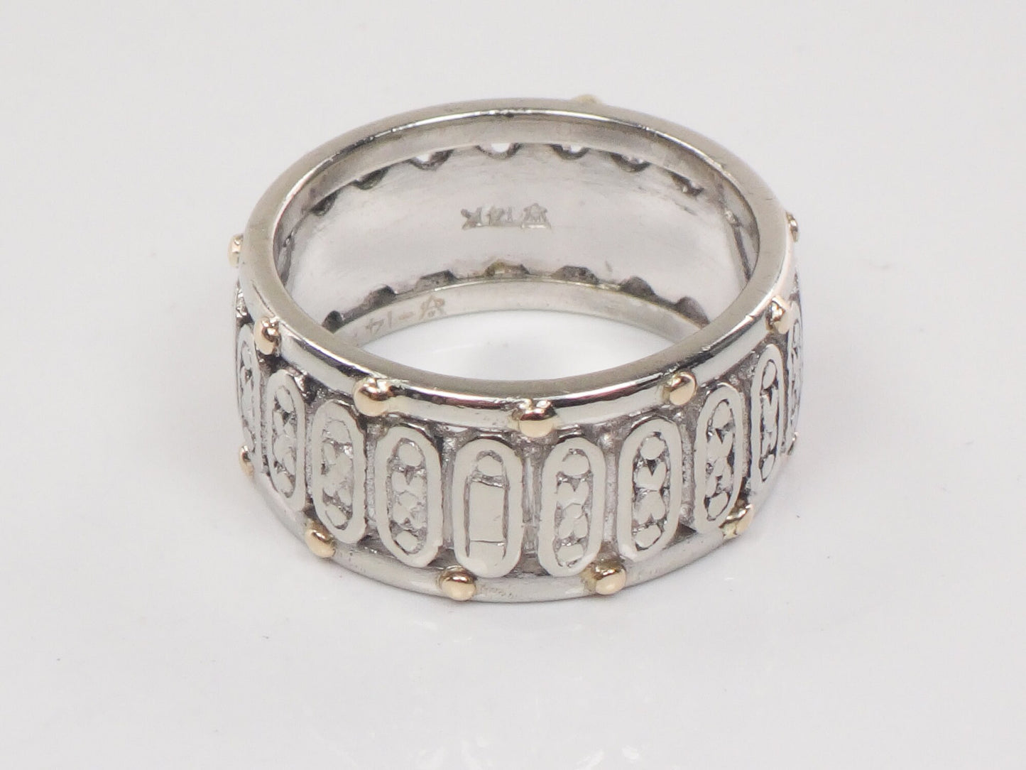 Vintage 14k Two Tone Gold Floral Wedding Band Ring - Size 5.25