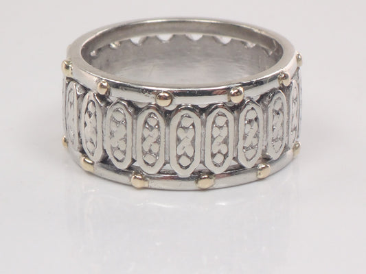 Vintage 14k Two Tone Gold Floral Wedding Band Ring - Size 5.25