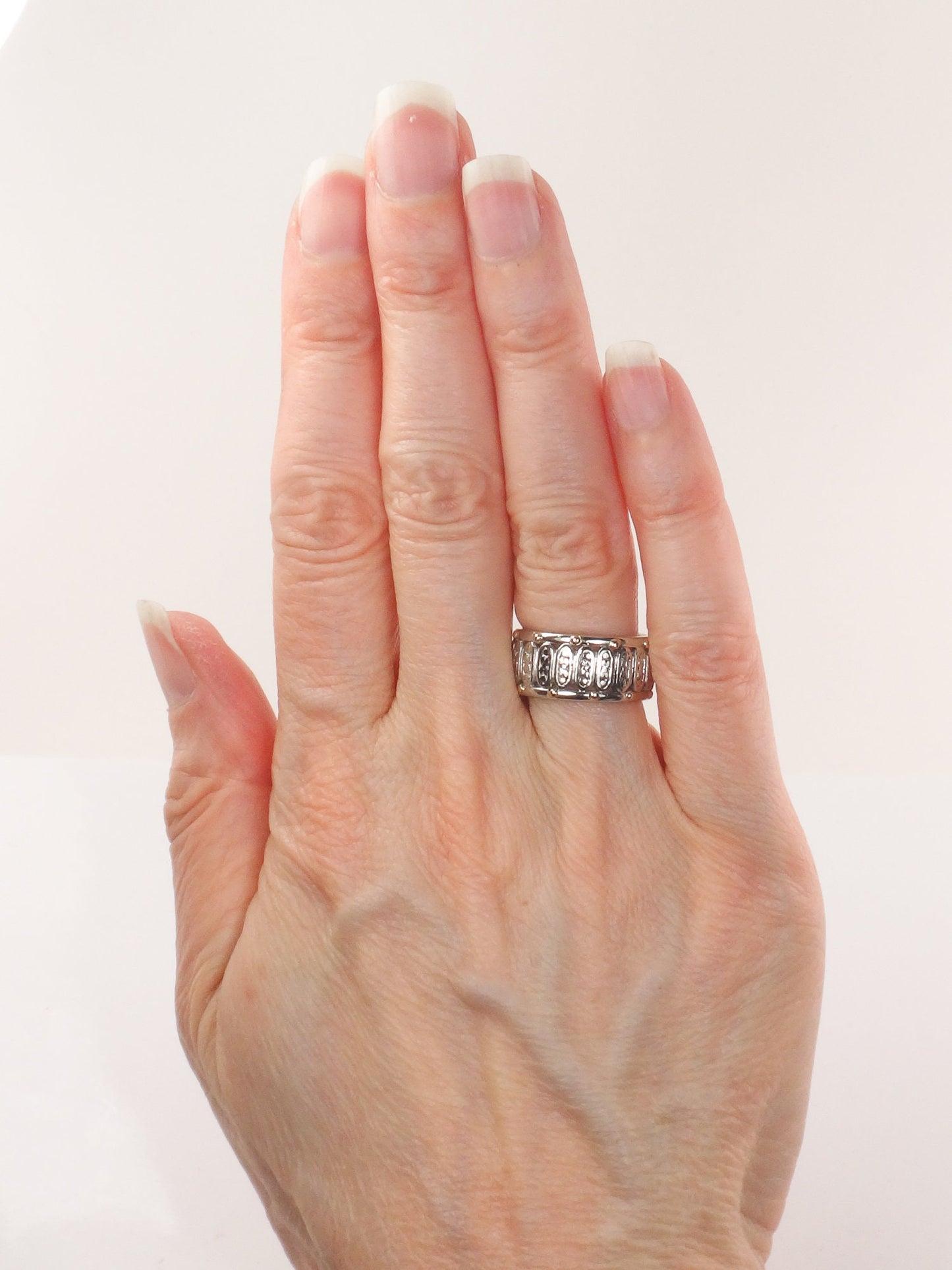 Vintage 14k Two Tone Gold Floral Wedding Band Ring - Size 5.25