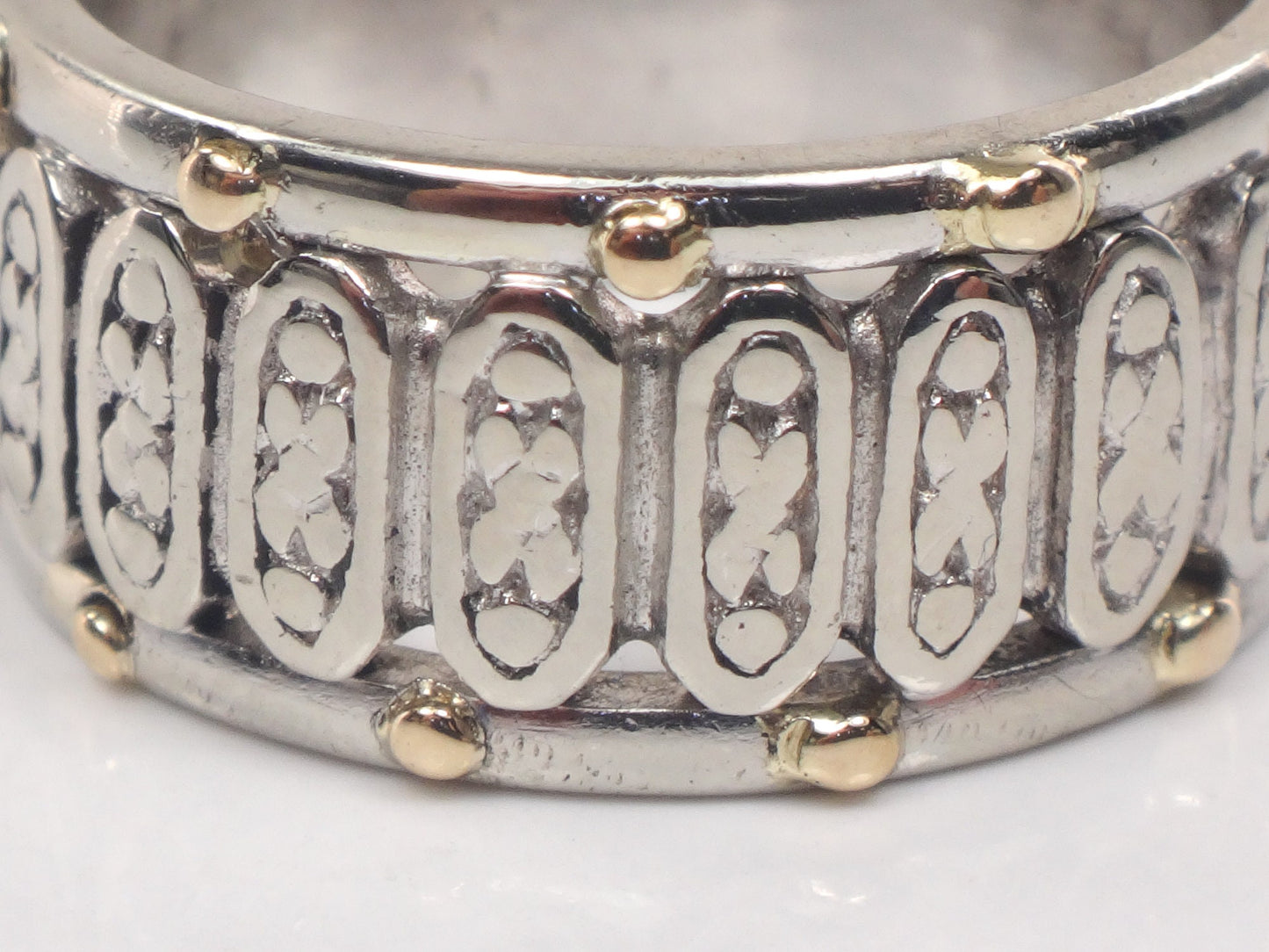 Vintage 14k Two Tone Gold Floral Wedding Band Ring - Size 5.25