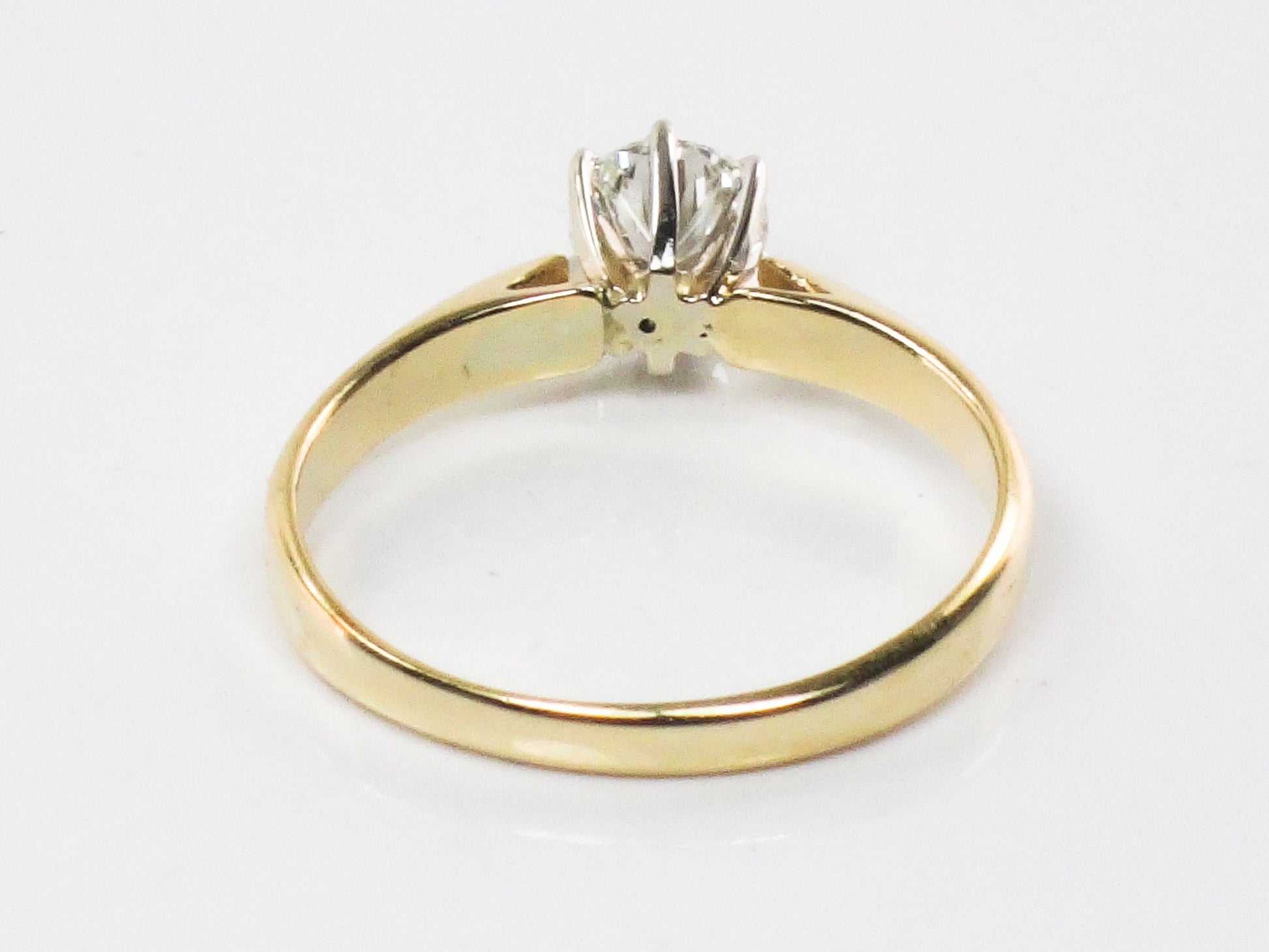 Vintage Round Natural Diamond Engagement Ring 14k Yellow Gold Solitaire Approx .55 Carats Size 6.25