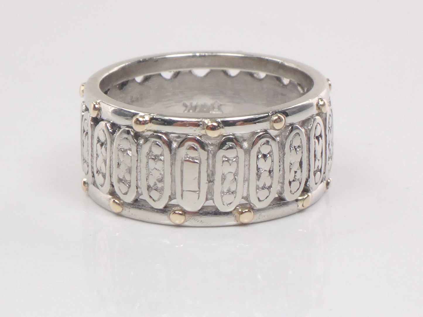 Vintage 14k Two Tone Gold Floral Wedding Band Ring - Size 5.25