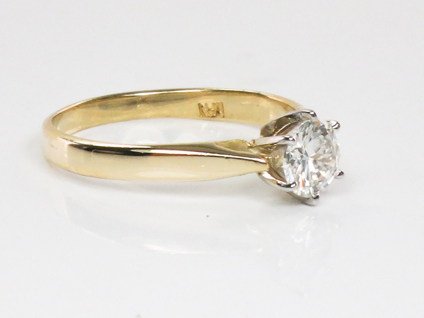 Vintage Round Natural Diamond Engagement Ring 14k Yellow Gold Solitaire Approx .55 Carats Size 6.25