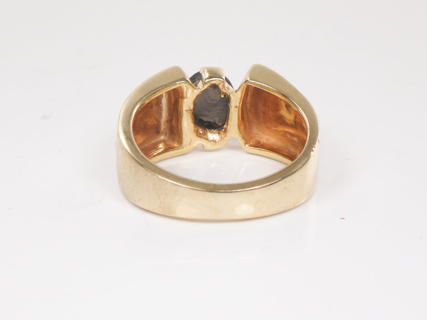 Vintage 14k Yellow Gold Natural Black Star Sapphire Ring Unisex Ring Size 6.75