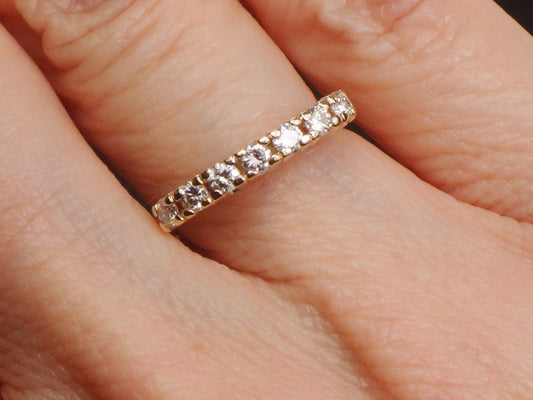 Vintage 14k Two Tone Gold Natural Diamond Wedding Band Seven Stone Stacking Wedding Ring