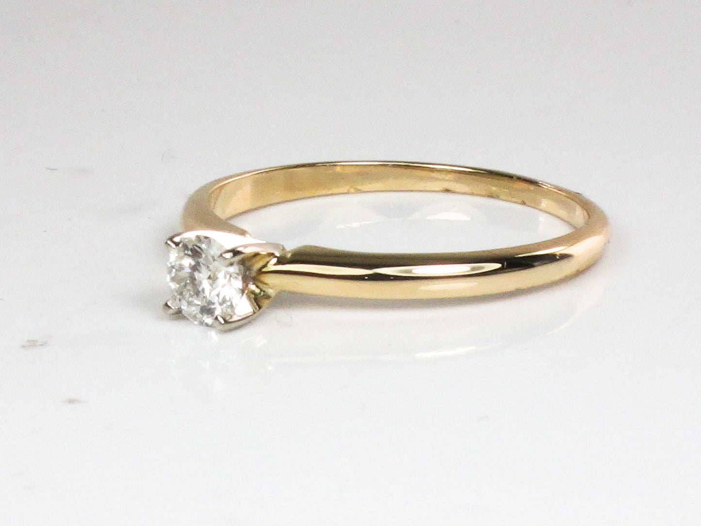 Vintage 14k Gold Solitaire Diamond Engagement Ring, Size 7