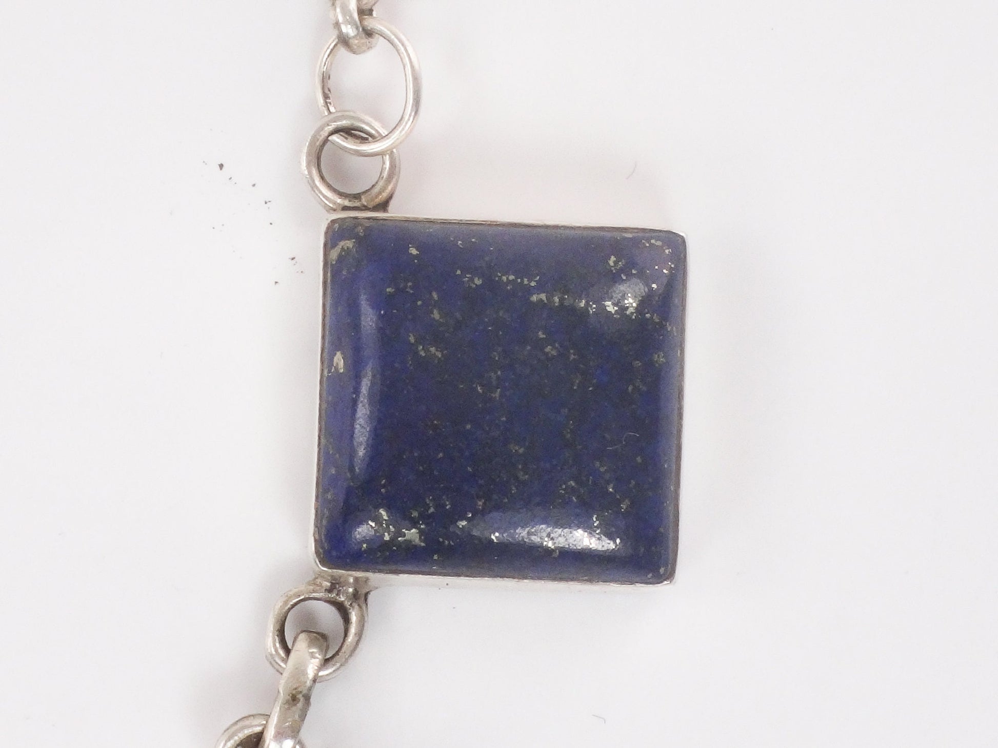 Vintage Sterling Silver Sodalite Lapis Necklace: Chunky Quartz Moonstone