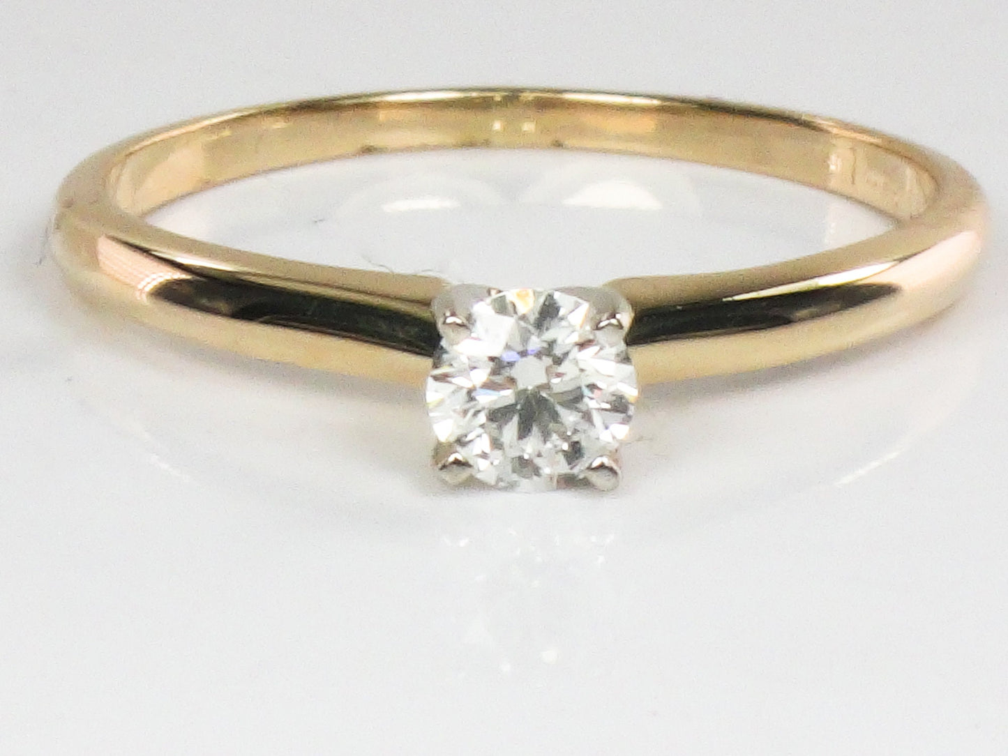 Vintage 14k Gold Solitaire Diamond Engagement Ring, Size 7