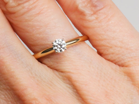 Vintage 14k Gold Solitaire Diamond Engagement Ring, Size 7