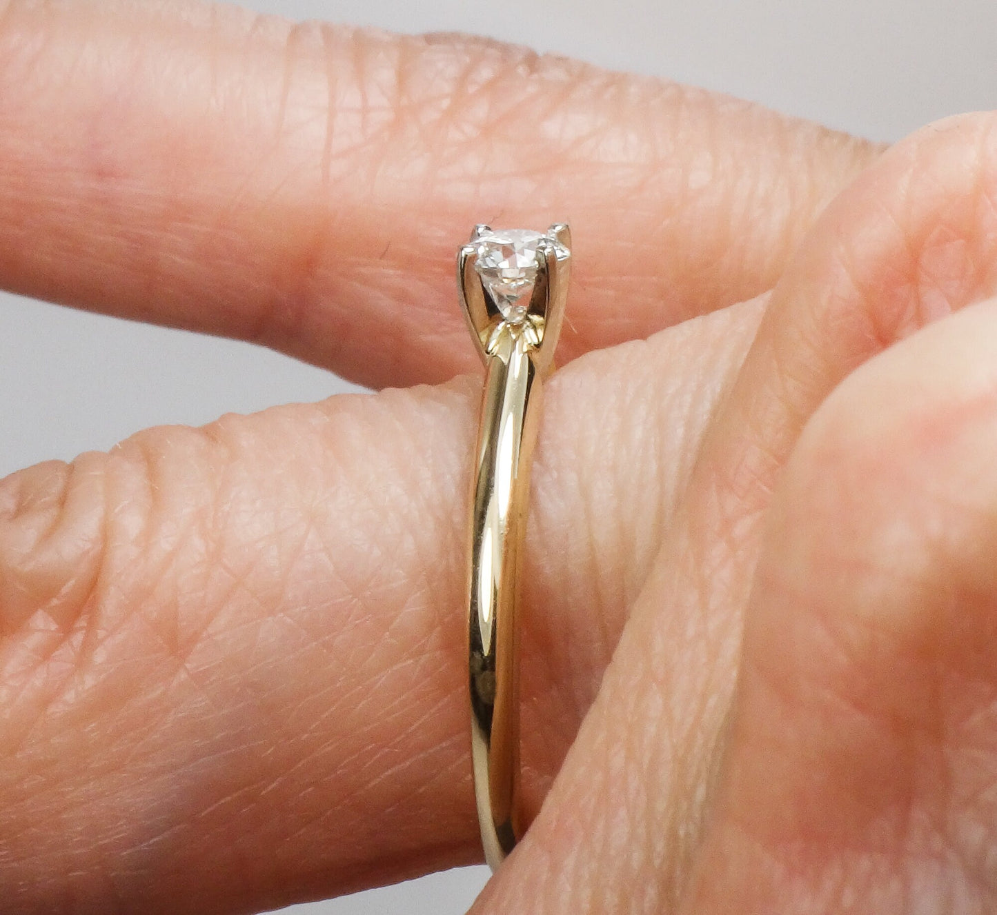 Vintage 14k Gold Solitaire Diamond Engagement Ring, Size 7