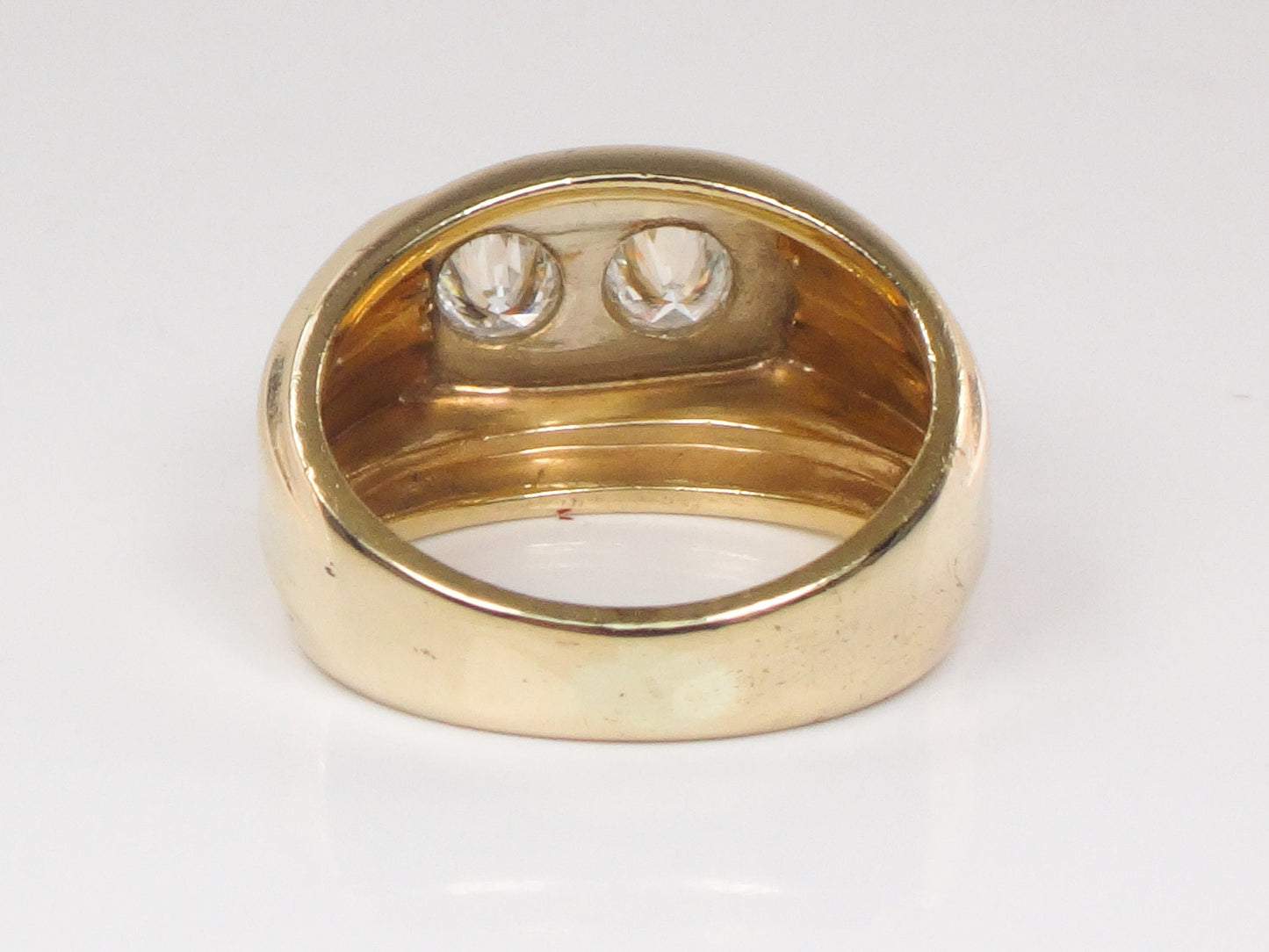 Vintage 14k Solid Gold Natural Two Diamond Ring Approx. .50 CT Total Diamond Weight Size 4.75