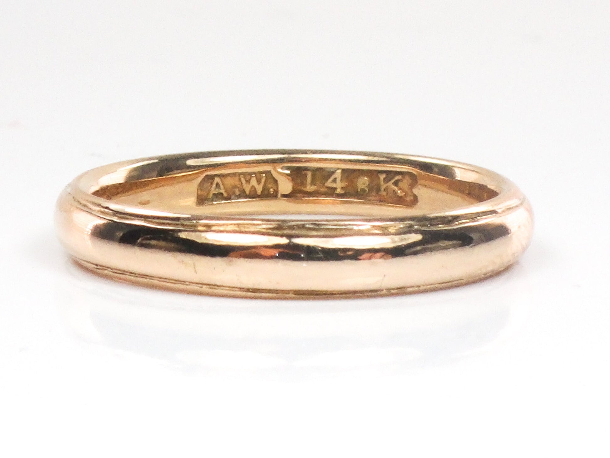 Vintage Thin 14k Yellow Solid Gold Wedding Band 3.3 MM Stacking Ring Size 8