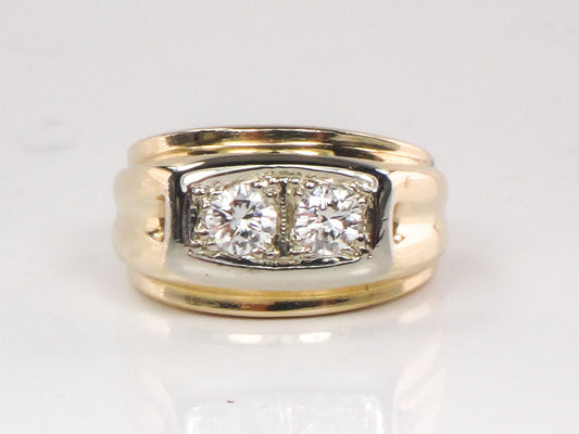 Vintage 14k Gold Two Diamond Ring (.50 CTW, Size 4.75)