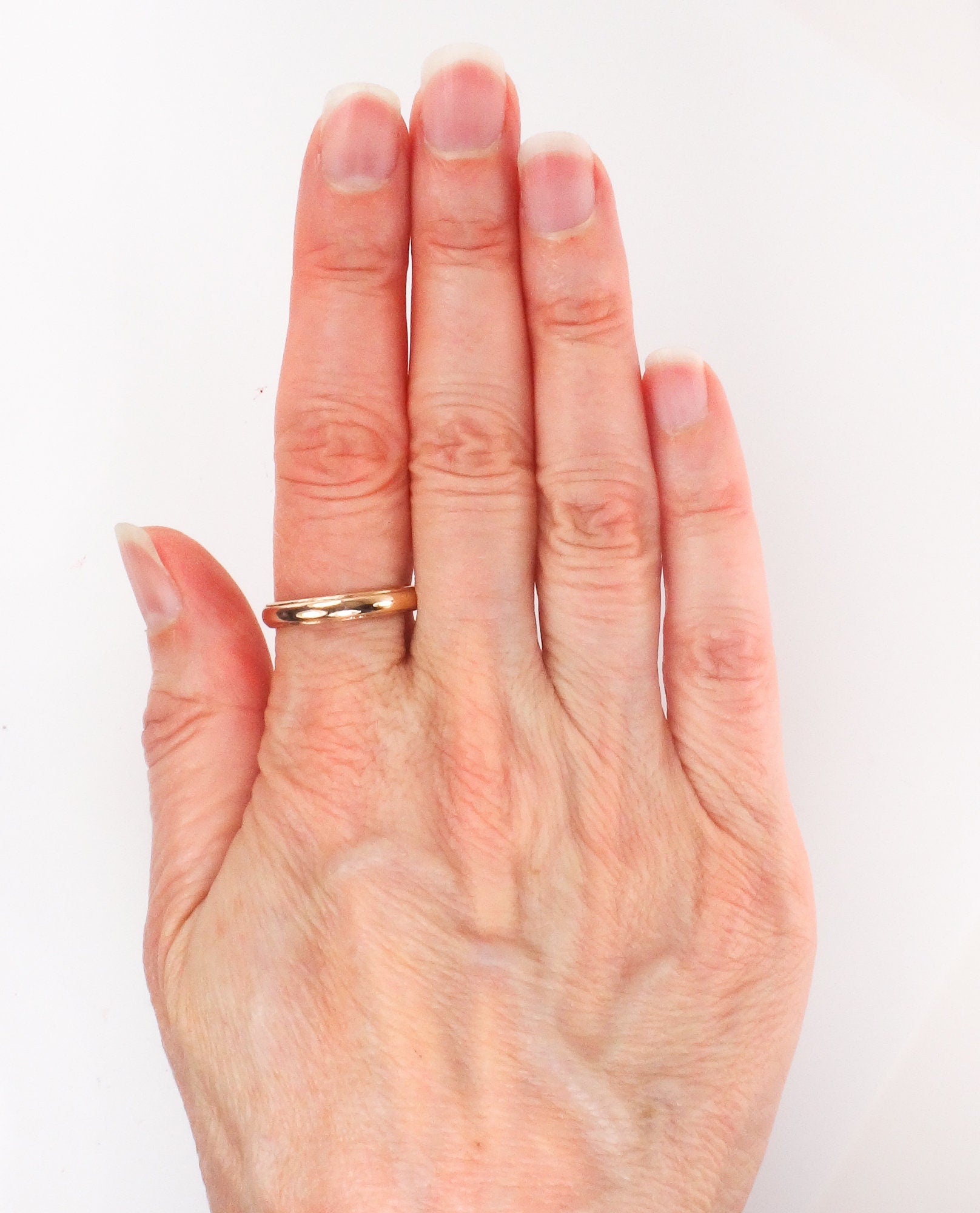 Vintage Thin 14k Yellow Solid Gold Wedding Band 3.3 MM Stacking Ring Size 8