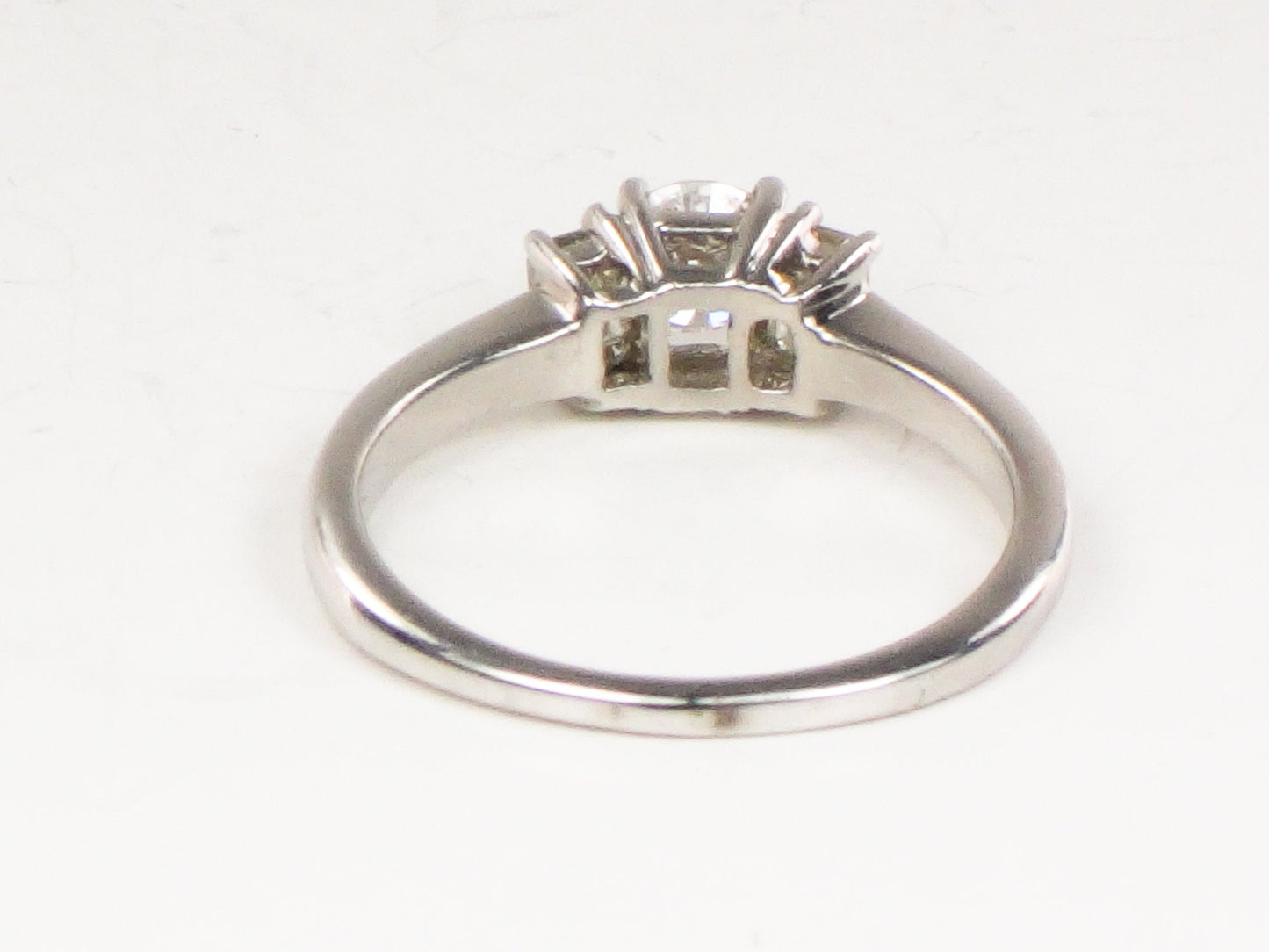 Vintage 18k White Gold Three Diamond Ring Three Stone Ring Round Natural Diamond Engagement Ring .75 CT TDW Size 7