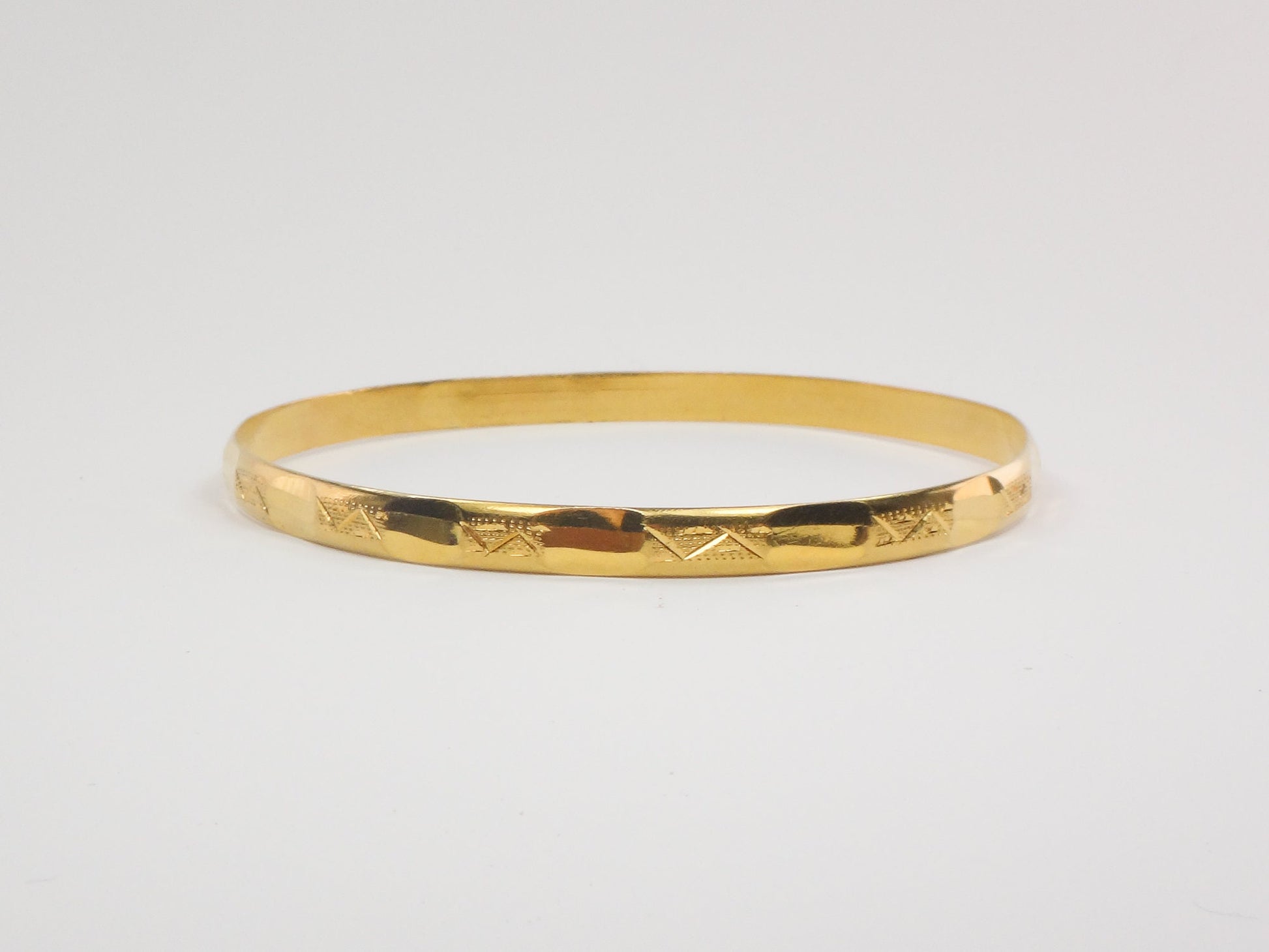 Vintage Solid 21k Yellow Gold Fancy Slip On Bangle Bracelet, Stacking Jewelry