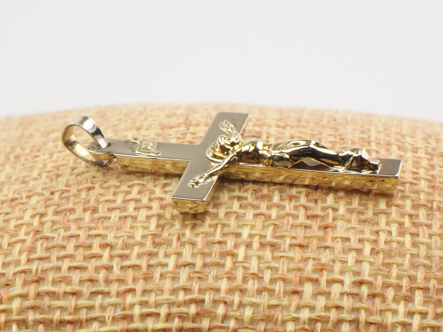 Vintage 14k Two Tone Gold Crucifix, Gold Cross Pendant