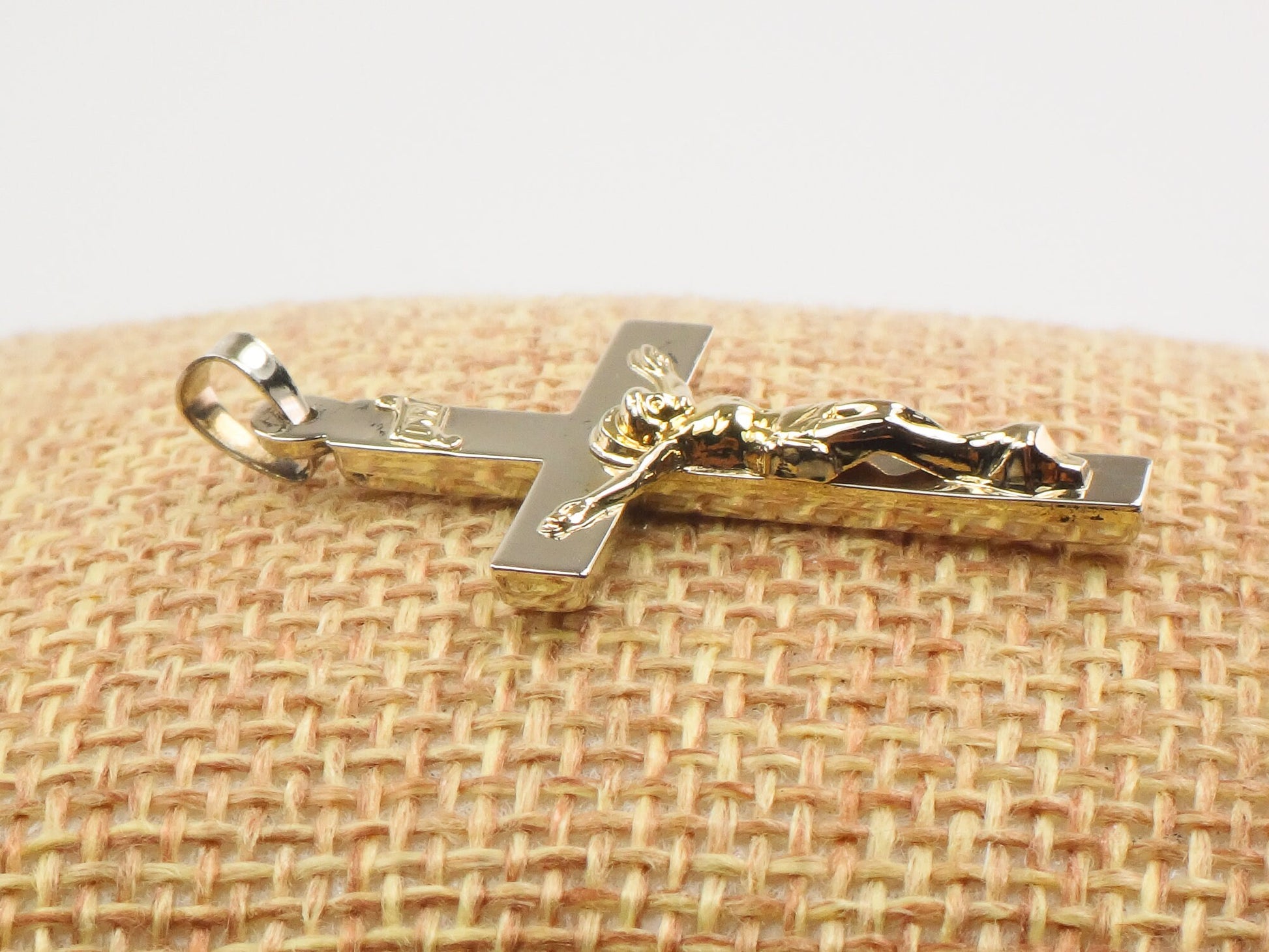 Vintage 14k Two Tone Gold Crucifix, Gold Cross Pendant