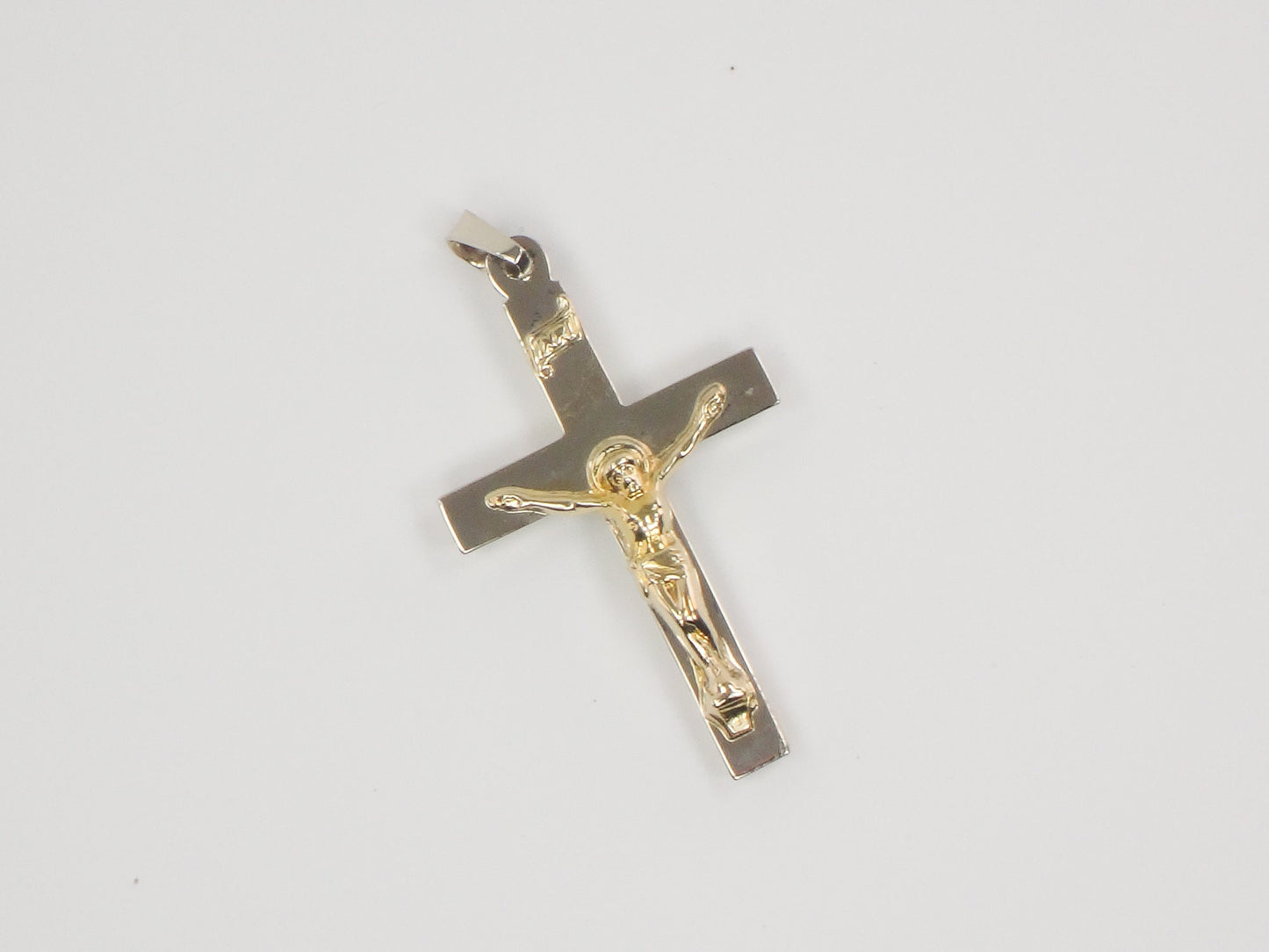 Vintage 14k Two Tone Gold Crucifix, Gold Cross Pendant