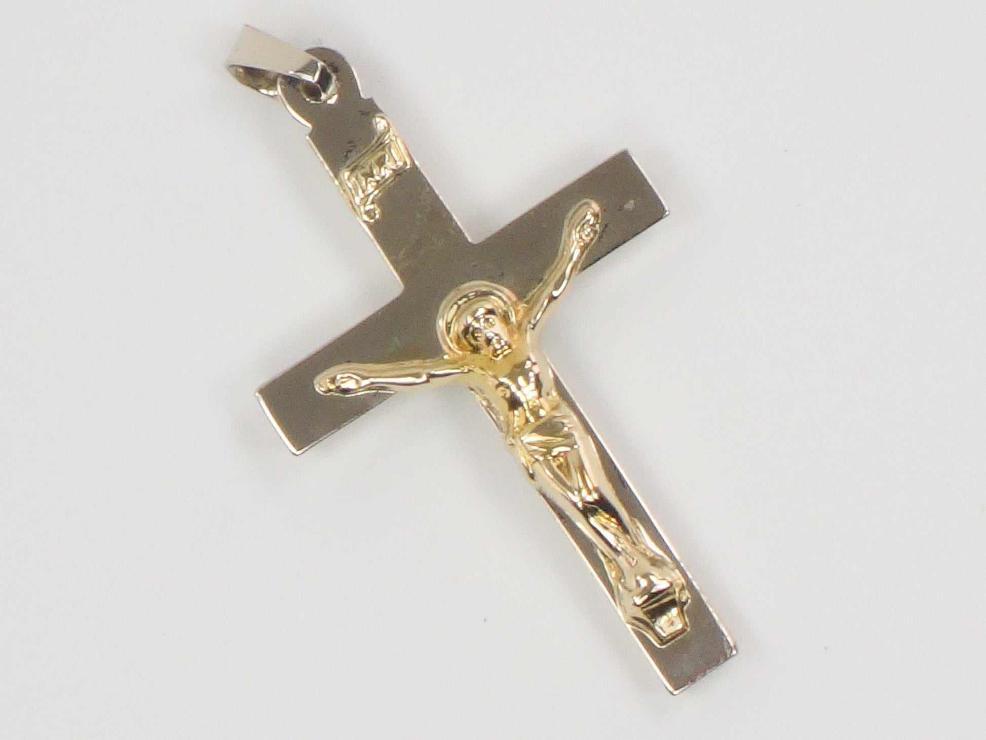 Vintage 14k Two Tone Gold Crucifix, Gold Cross Pendant