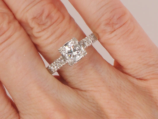 Vintage 14k White Gold Natural Diamond Engagement Ring Mid-Century Engagement Ring Approx. 1/2 Carat Center Size 8.5