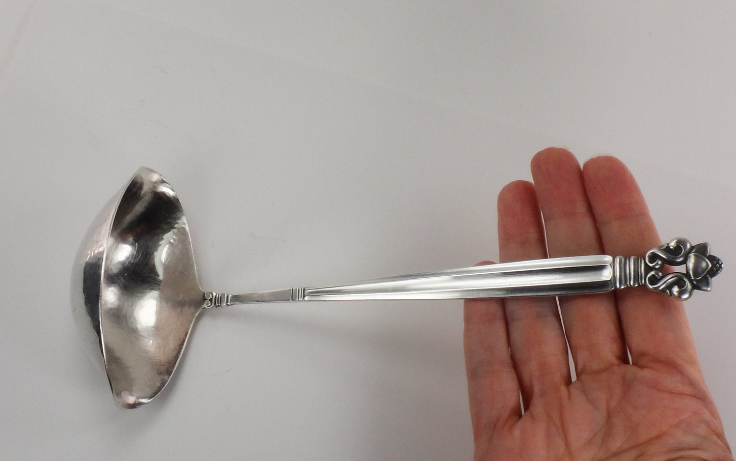 Georg Jensen Sterling Silver Acorn Pattern Large Gravy Ladle 7 3/4"