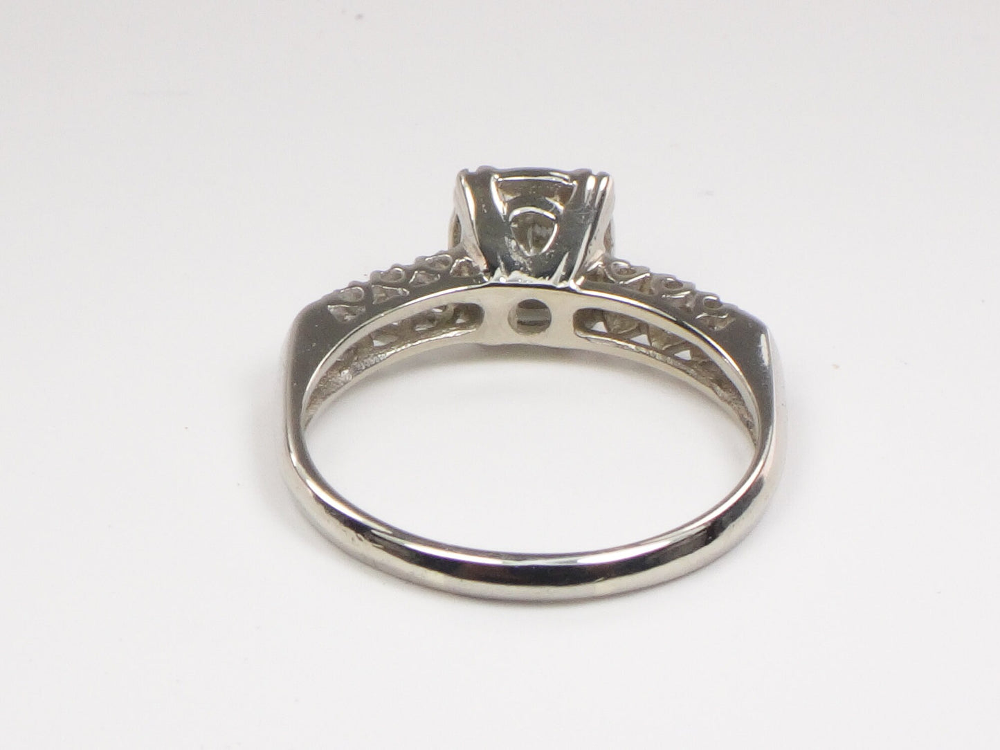 Vintage 14k White Gold Natural Diamond Engagement Ring Mid-Century Engagement Ring Approx. 1/2 Carat Center Size 8.5