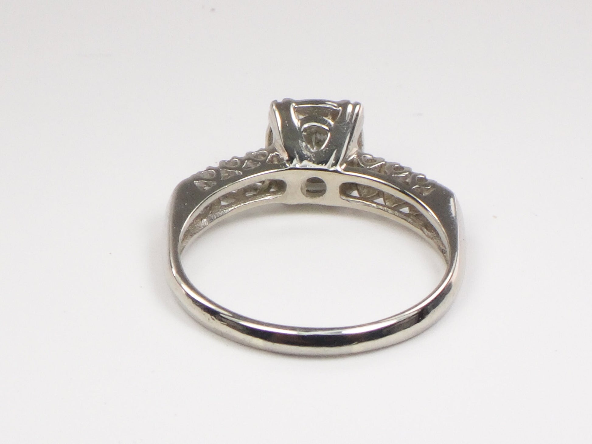 Vintage 14k White Gold Natural Diamond Engagement Ring Mid-Century Engagement Ring Approx. 1/2 Carat Center Size 8.5