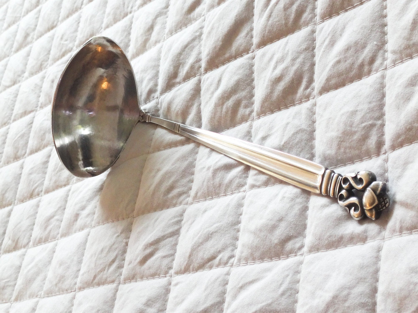 Georg Jensen Sterling Silver Acorn Pattern Large Gravy Ladle 7 3/4"