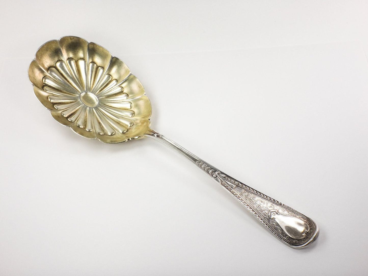Vintage Gorham Sterling Silver Hindostanee Salad Spoon No Monogram Large Sterling Brite Cut Serving Spoon 1878