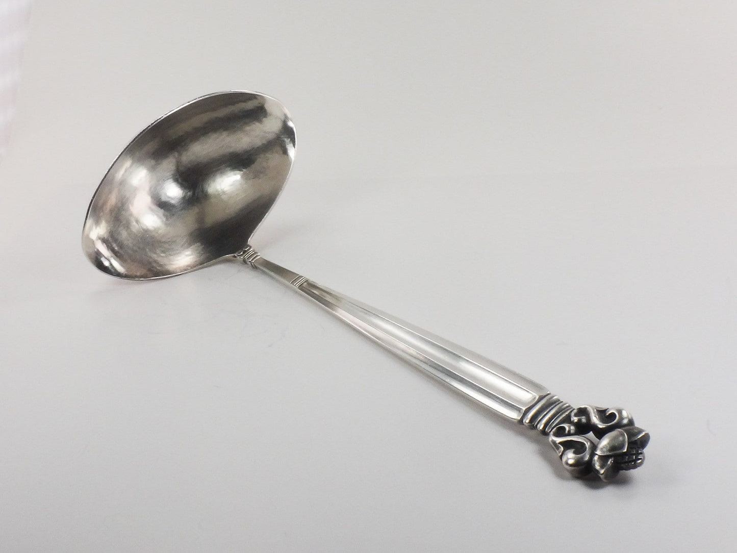 Georg Jensen Sterling Silver Acorn Pattern Large Gravy Ladle 7 3/4"