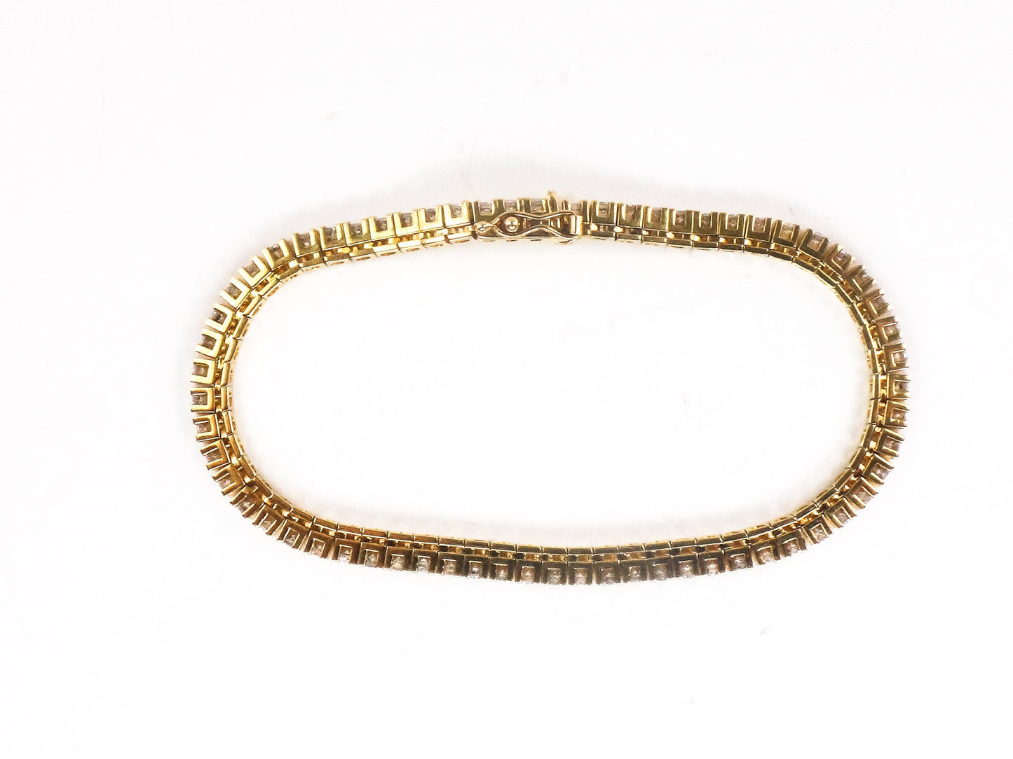Vintage 14k Yellow Gold Natural Diamond Tennis Bracelet, 2.5 CT TDW Diamond Bracelet 7"