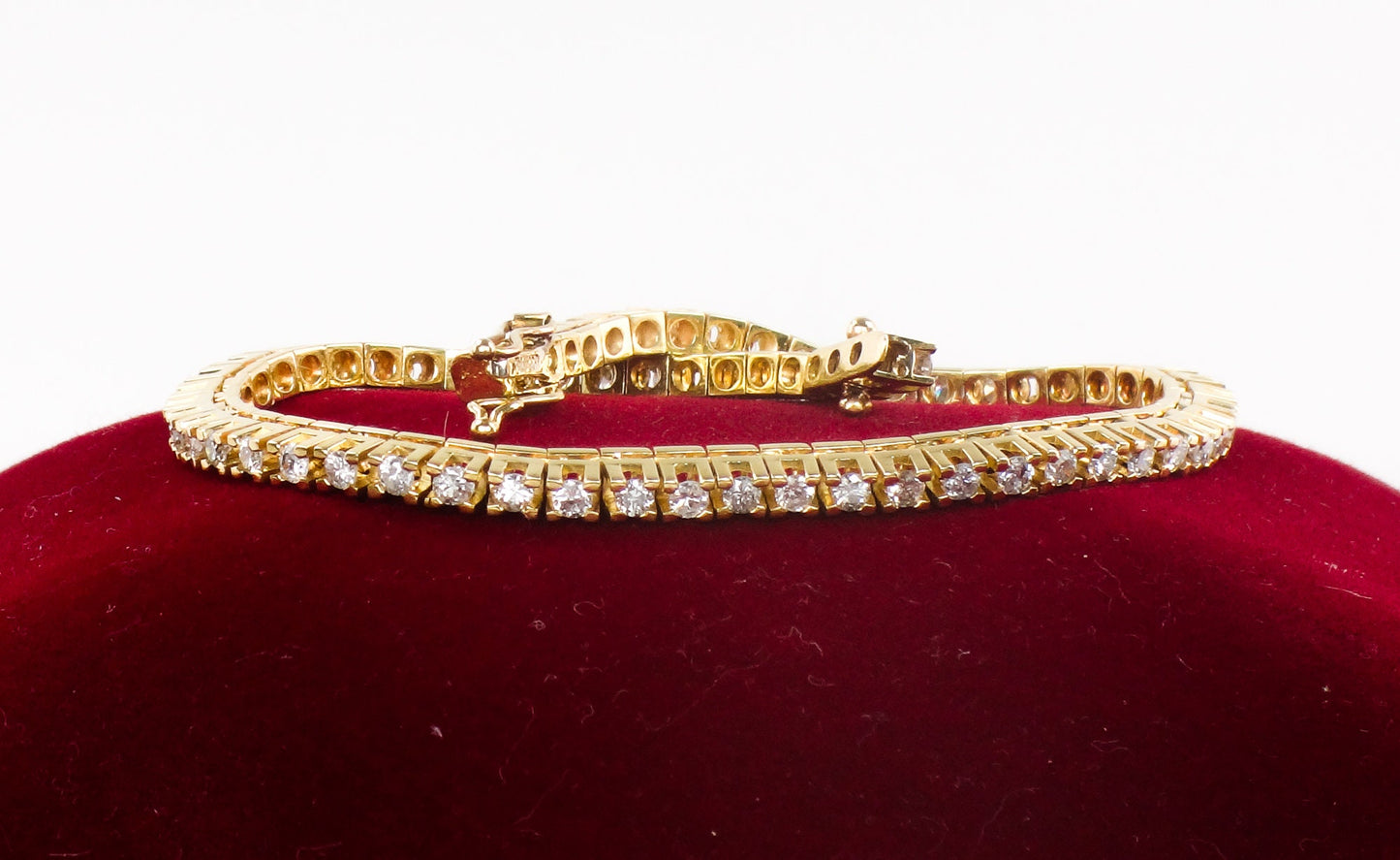 Vintage 14k Yellow Gold Natural Diamond Tennis Bracelet, 2.5 CT TDW Diamond Bracelet 7"