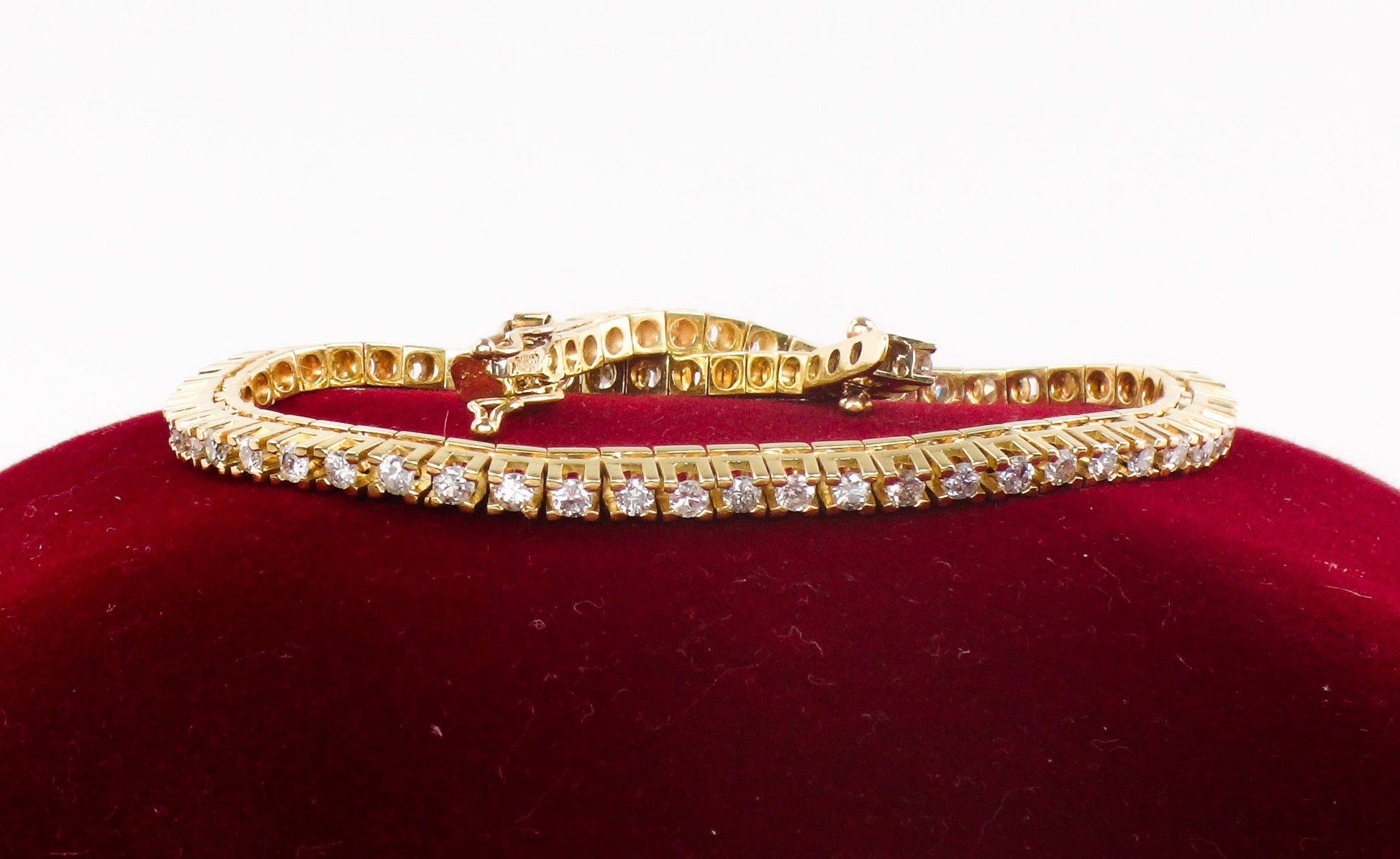 Vintage 14k Yellow Gold Diamond Tennis Bracelet - 2.5 CT TDW, 7 Inch