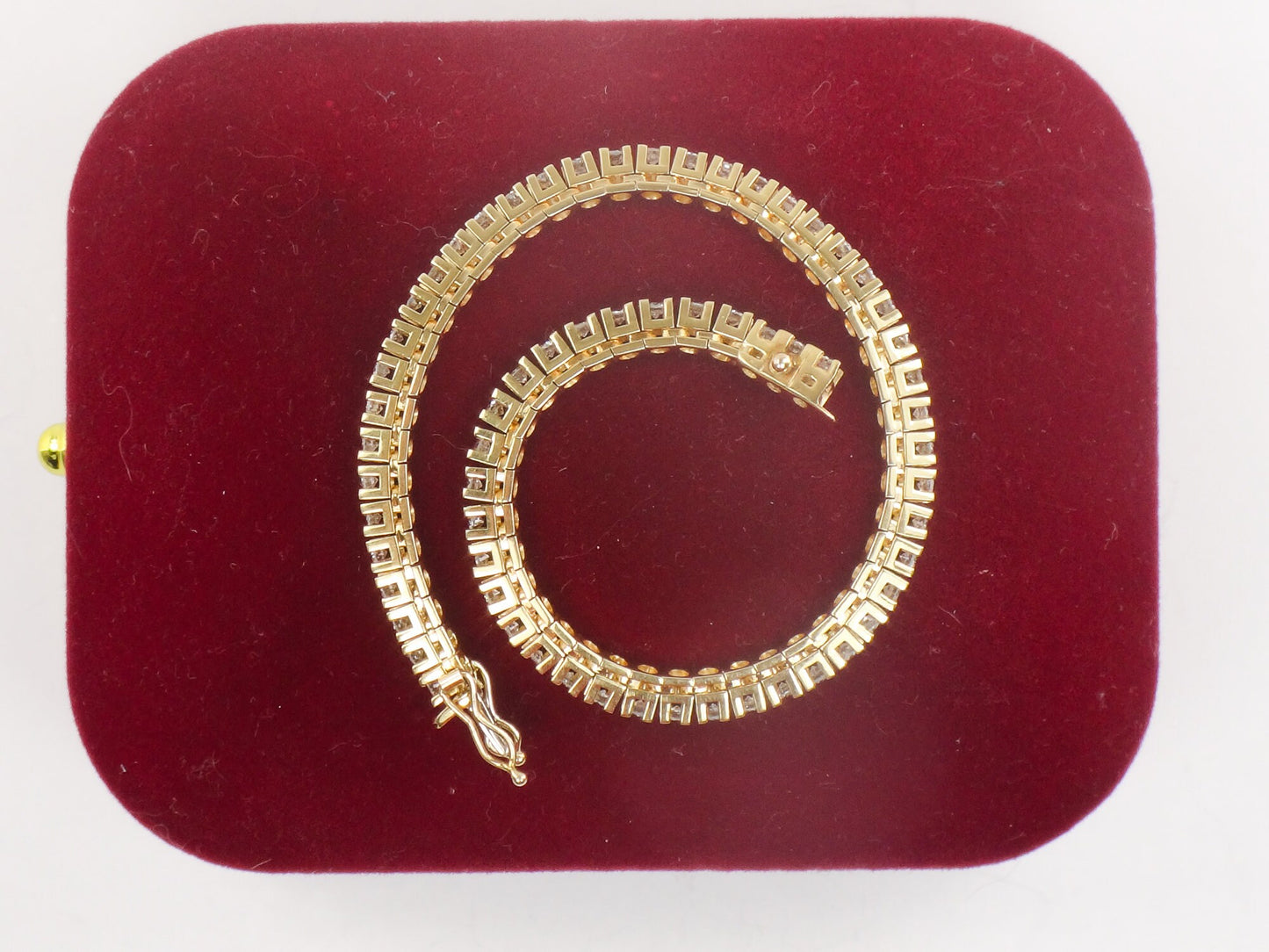 Vintage 14k Yellow Gold Natural Diamond Tennis Bracelet, 2.5 CT TDW Diamond Bracelet 7"