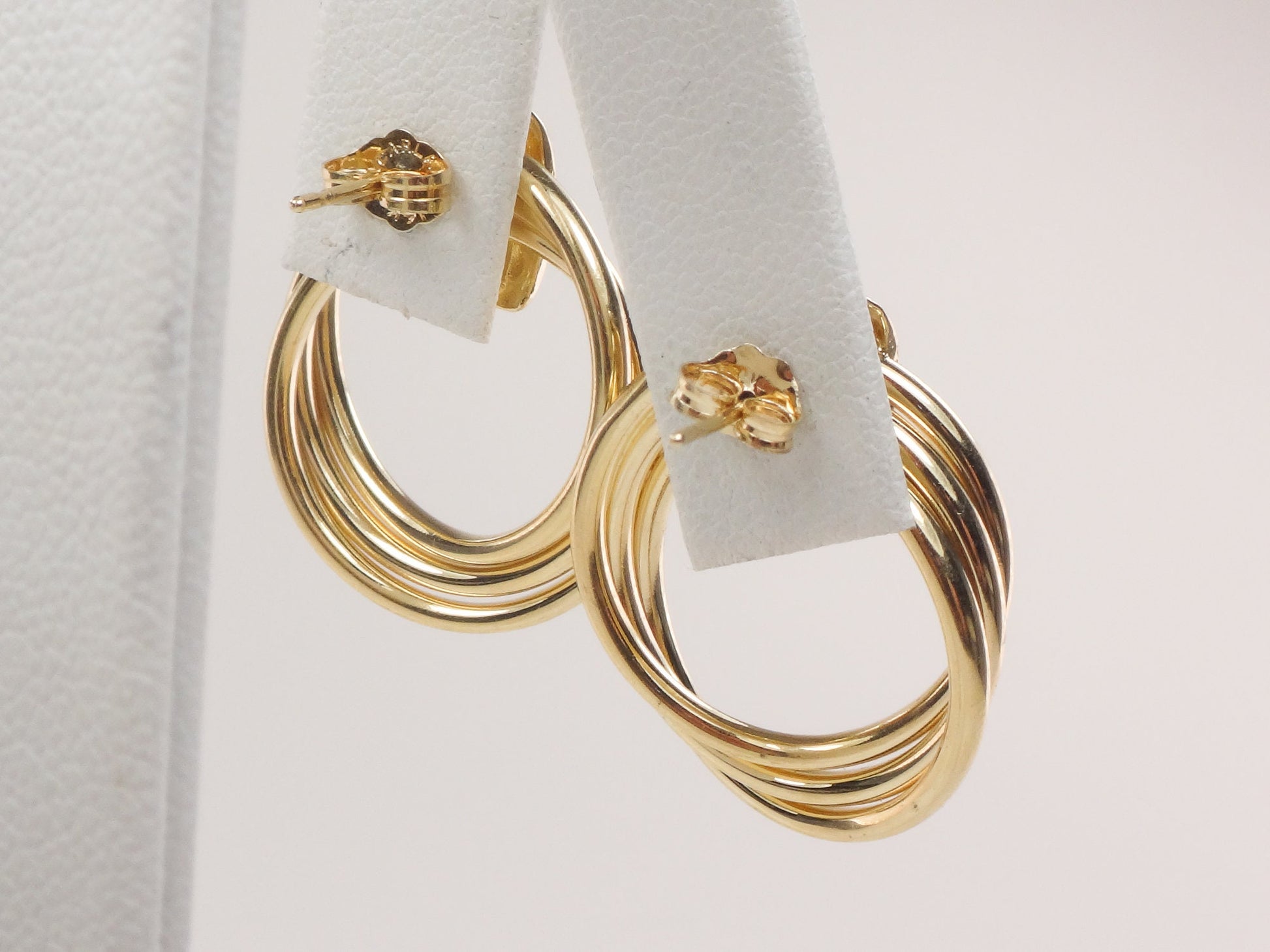 Vintage 14k Gold Diamond Door Knocker Earrings: Mid-Century Modern Style