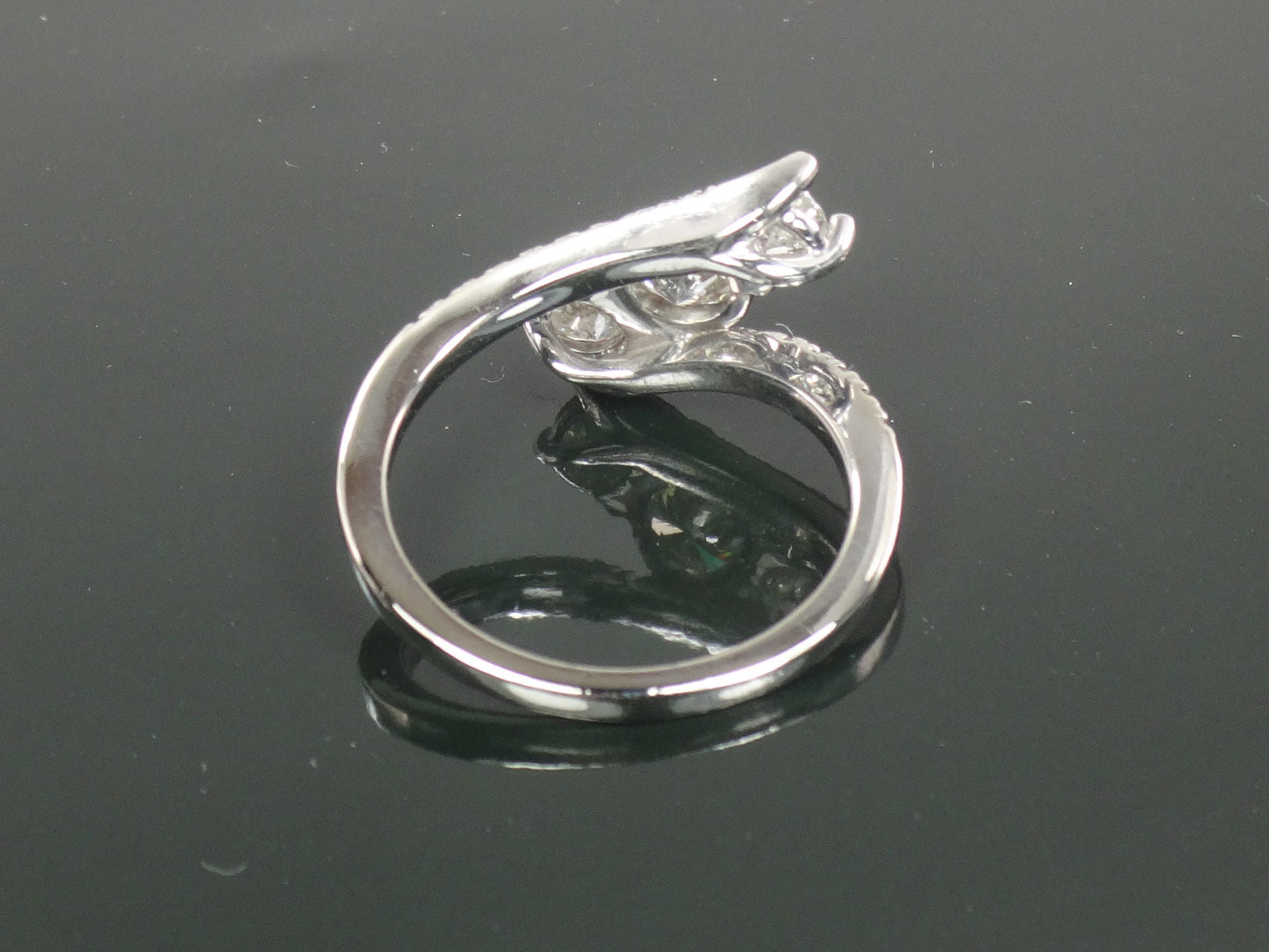 Vintage Three Diamond Ring: 1.5 CTS, 14k White Gold Anniversary Ring, Size 7.5