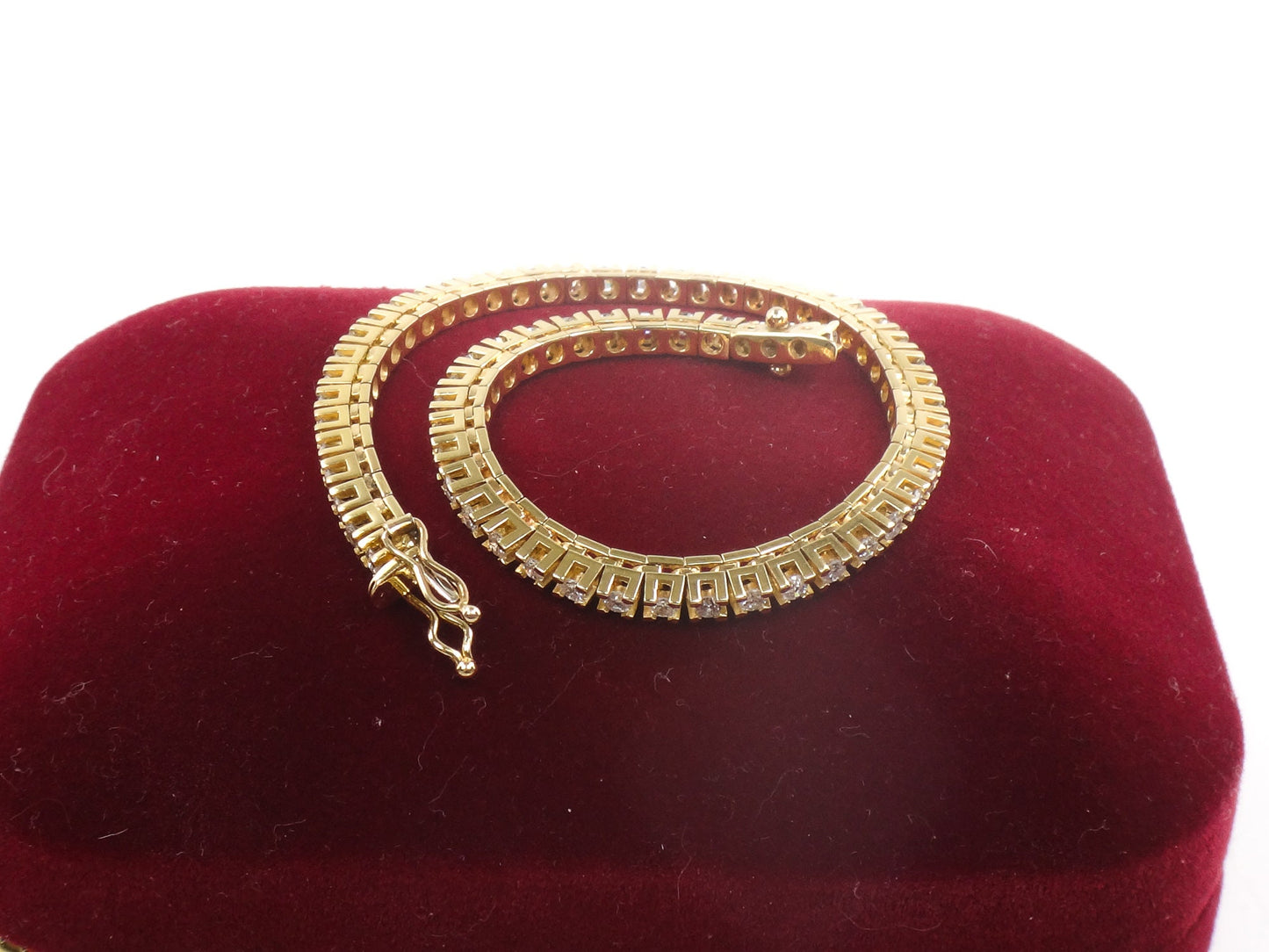 Vintage 14k Yellow Gold Natural Diamond Tennis Bracelet, 2.5 CT TDW Diamond Bracelet 7"