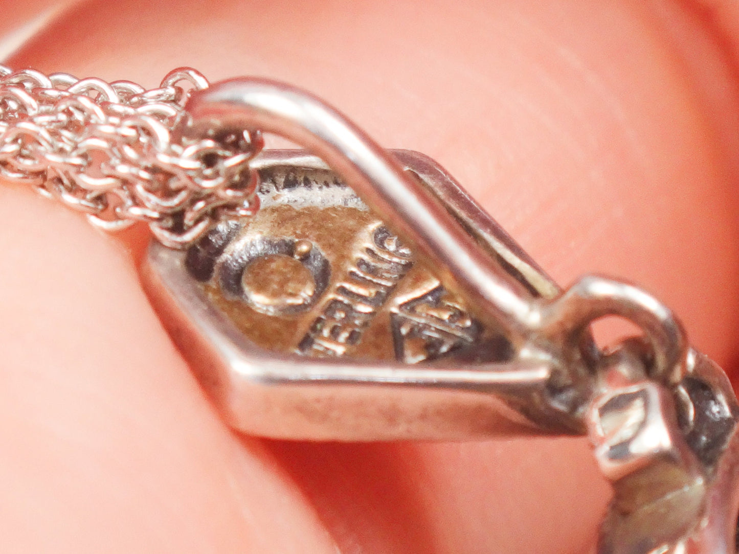 Vintage Judith Jack Sterling Silver Camphor Glass Marcasite Pendant Necklace