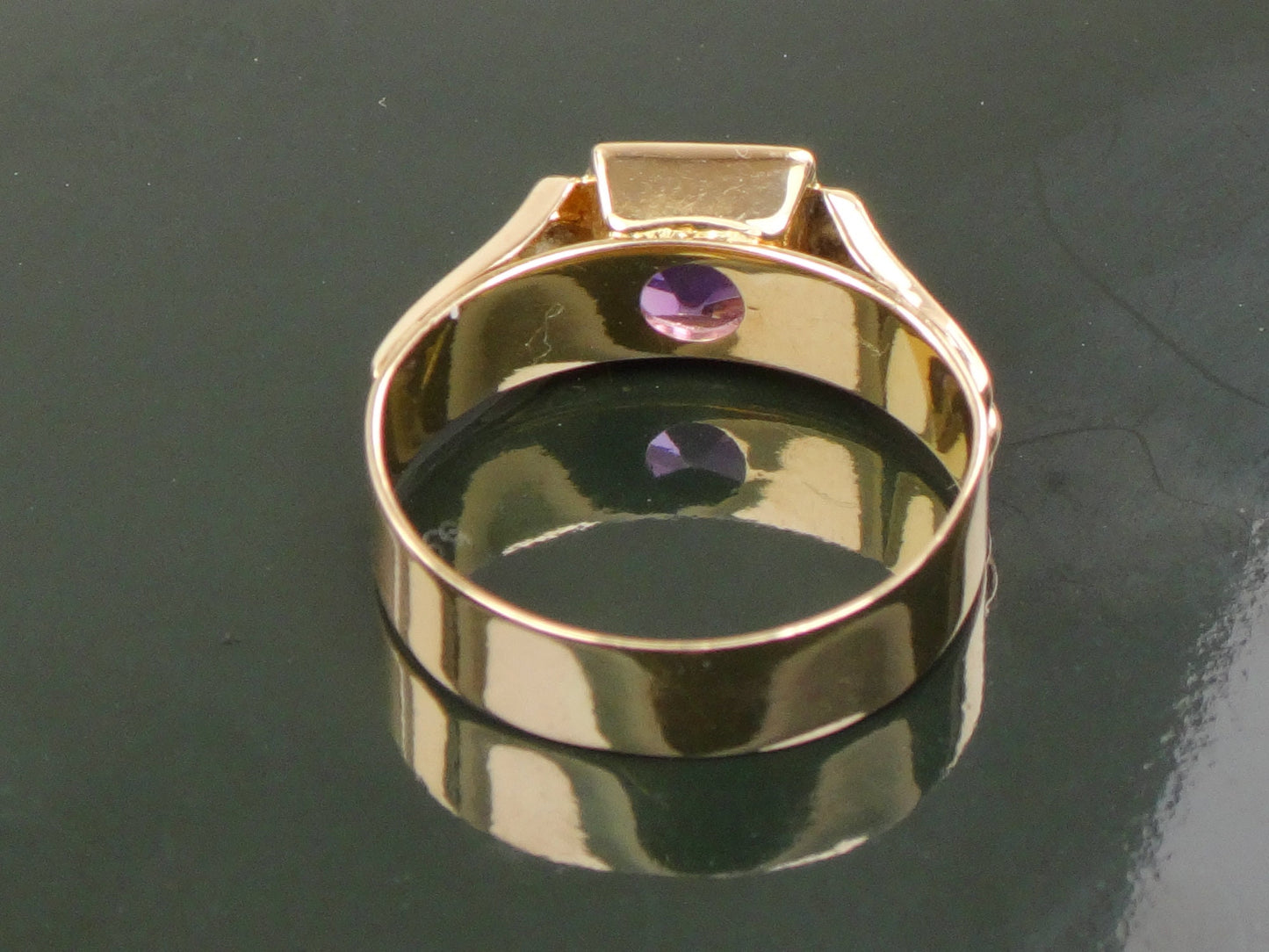 Vintage 18k Yellow Gold Natural Amethyst Ring Purple February Birthstone Ring Size 5