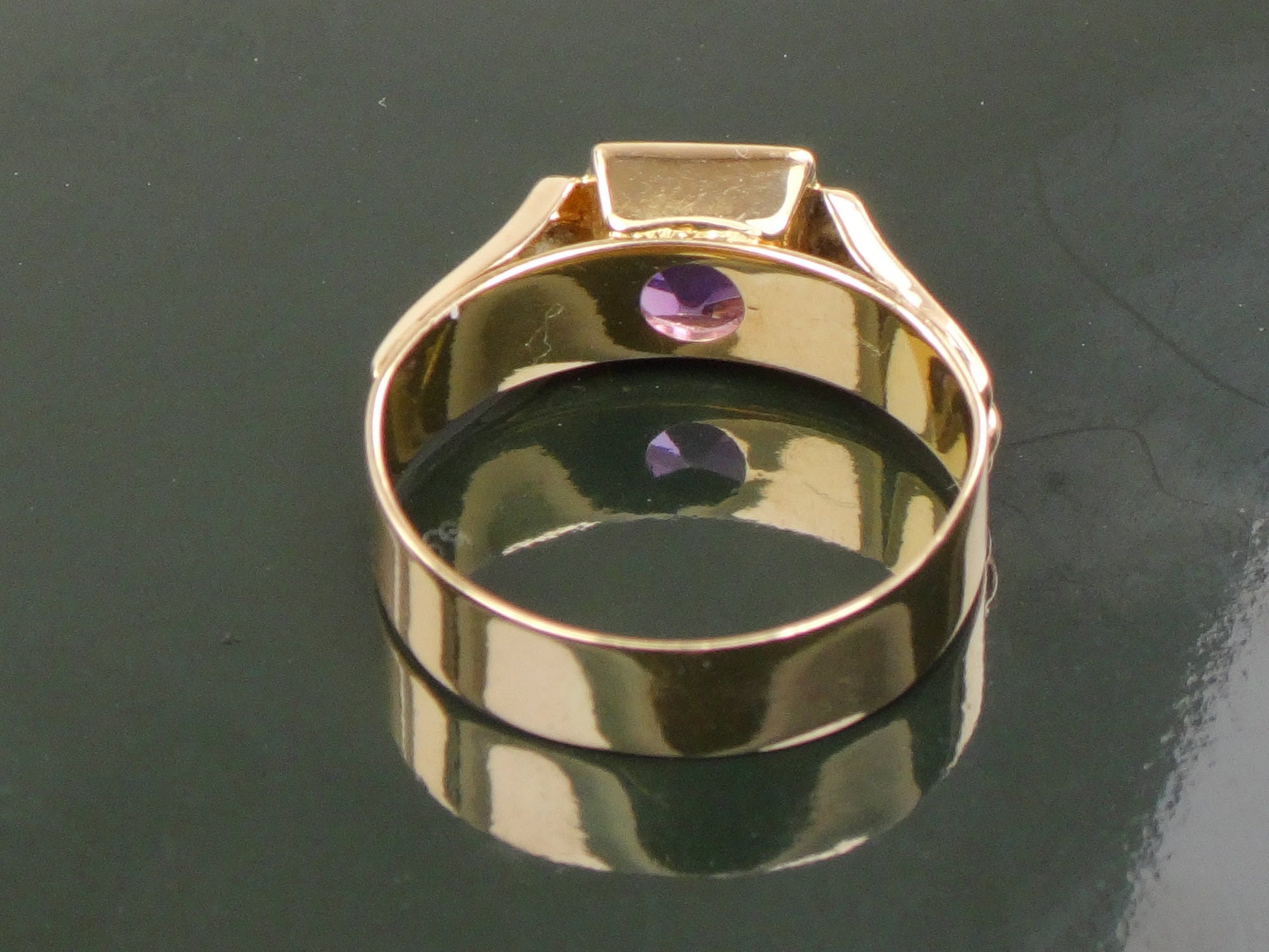 Vintage 18k Yellow Gold Natural Amethyst Ring Purple February Birthstone Ring Size 5