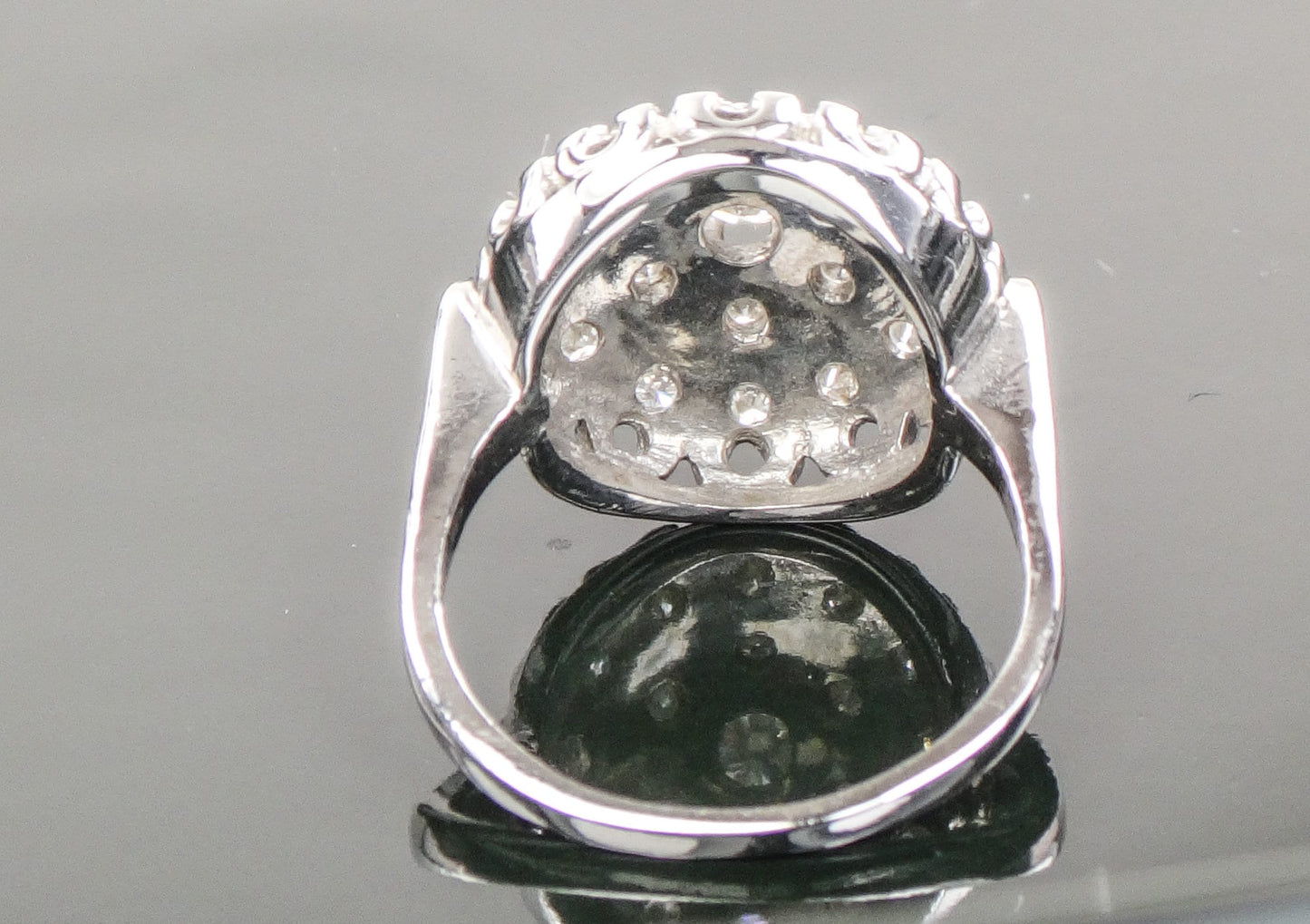 Vintage Diamond Cluster Ring: 14k White Gold Dome Halo, .75 CTS TDW, Size 6.5