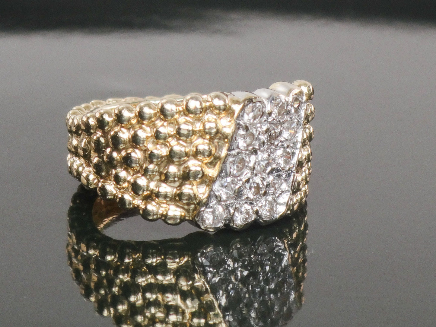 Vintage 14k Yellow Gold Natural Diamond Ring 1/2 CT TDW Diamond Cigar Band Ring Size 3.75