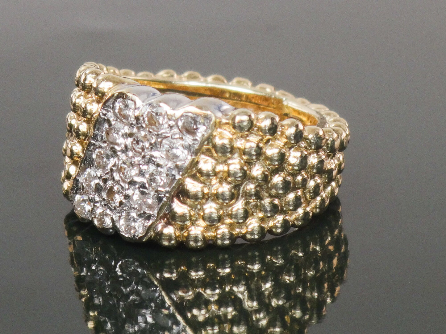 Vintage 14k Yellow Gold Natural Diamond Ring 1/2 CT TDW Diamond Cigar Band Ring Size 3.75