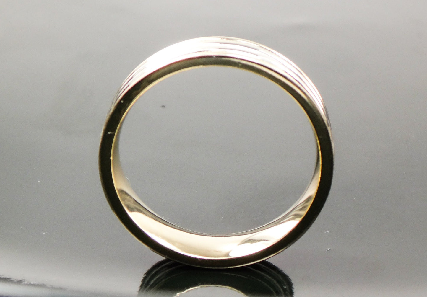Vintage 14k Two Tone Gold Ribbed Wedding Band, Unisex or Men's Wedding Ring, Size 9.75