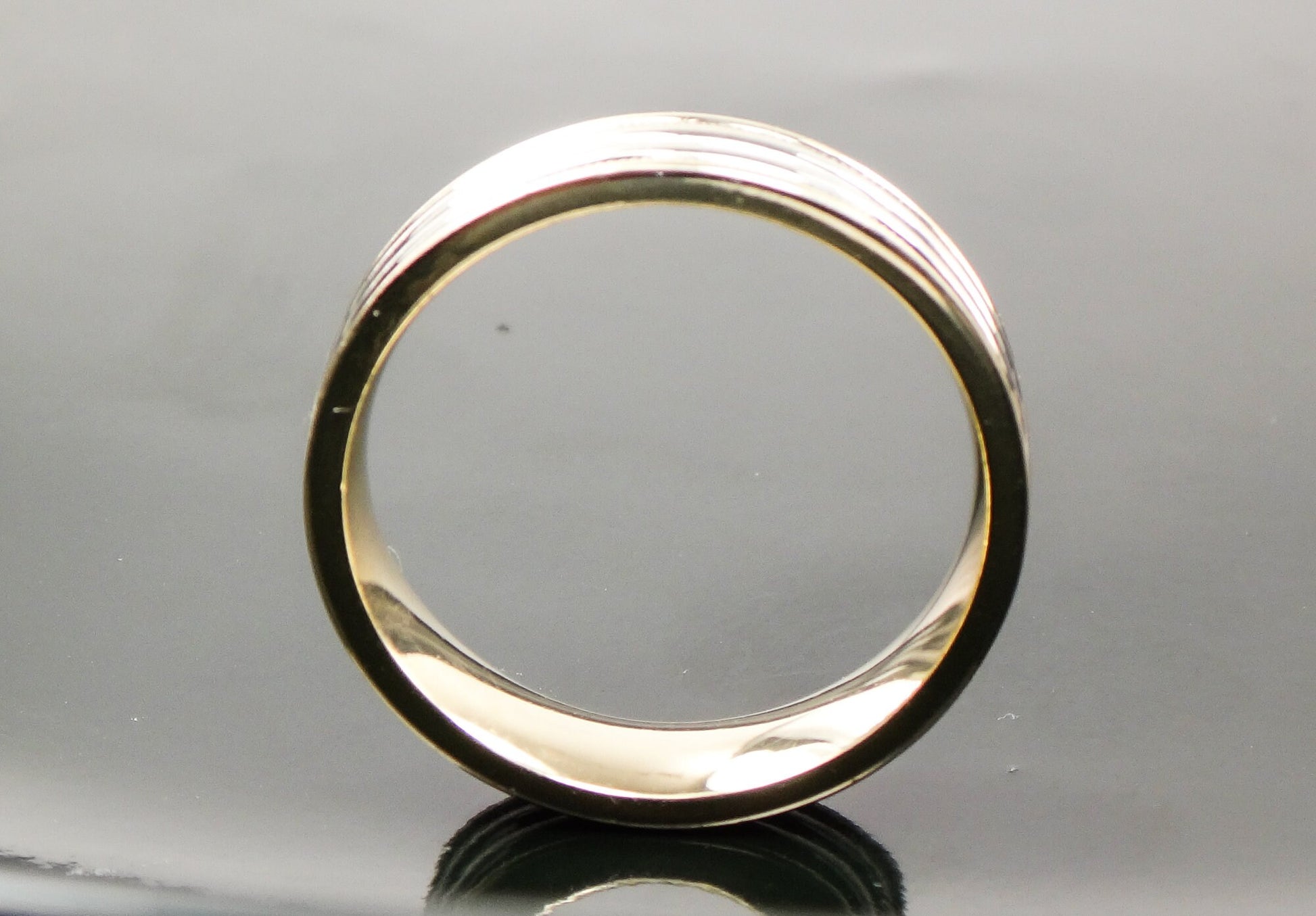 Vintage 14k Two Tone Gold Ribbed Wedding Band - Unisex Size 9.75