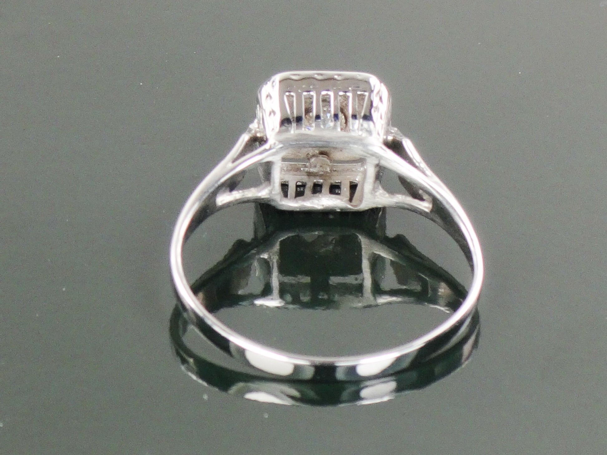 Vintage Art Deco 14k White Gold Old Mine Cut Natural Diamond Engagement Ring Solitaire Ring Size 6.5